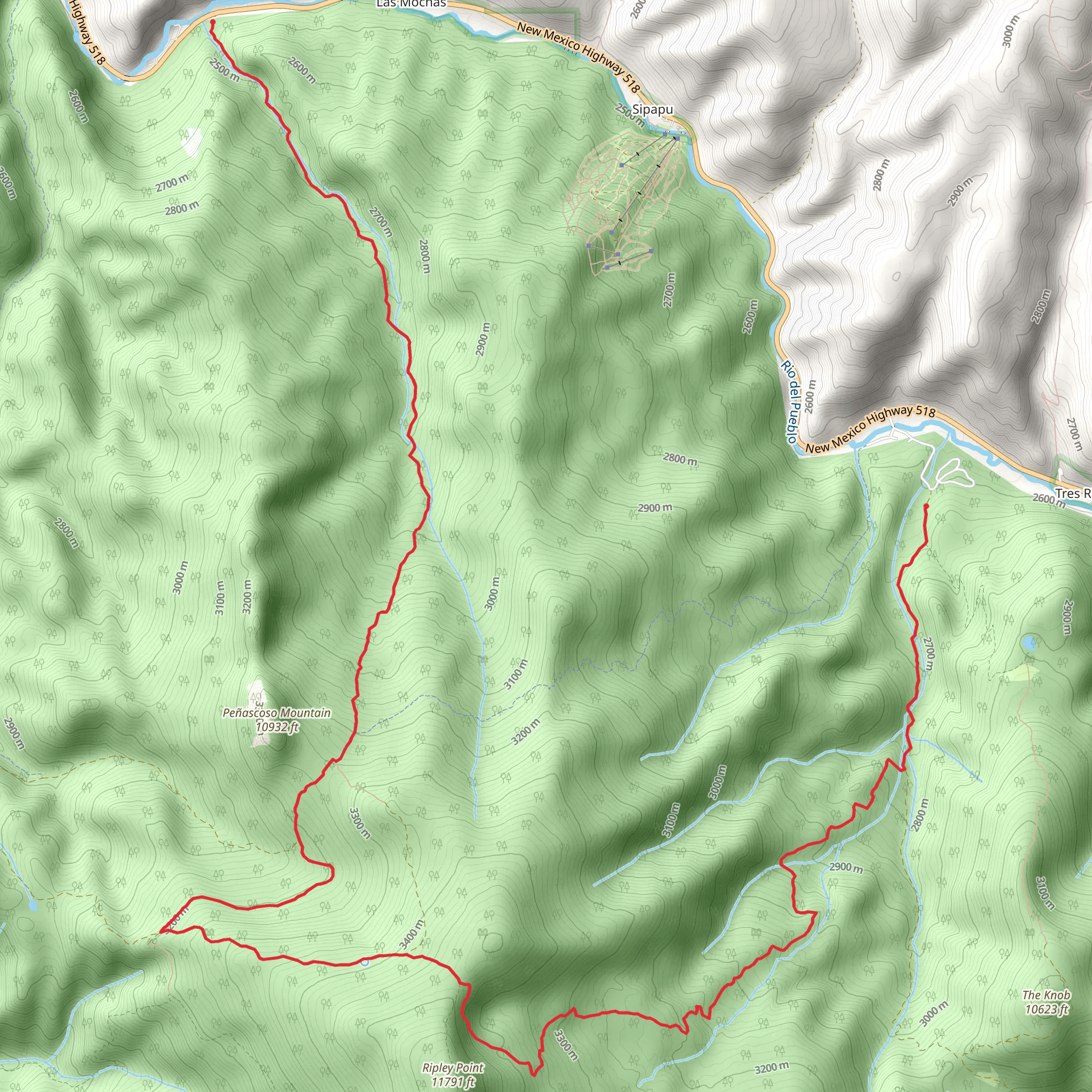 Penascoso Mountain and Ripley mobile static map