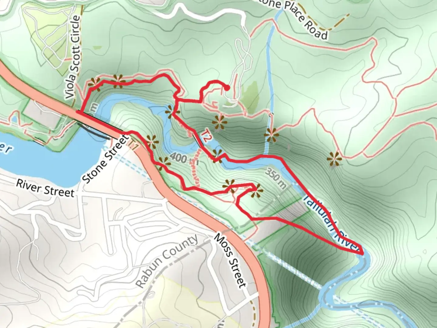 An image depicting the trail North Rim and Tallulah Gorge Floor Loop Trail and its surrounding area.