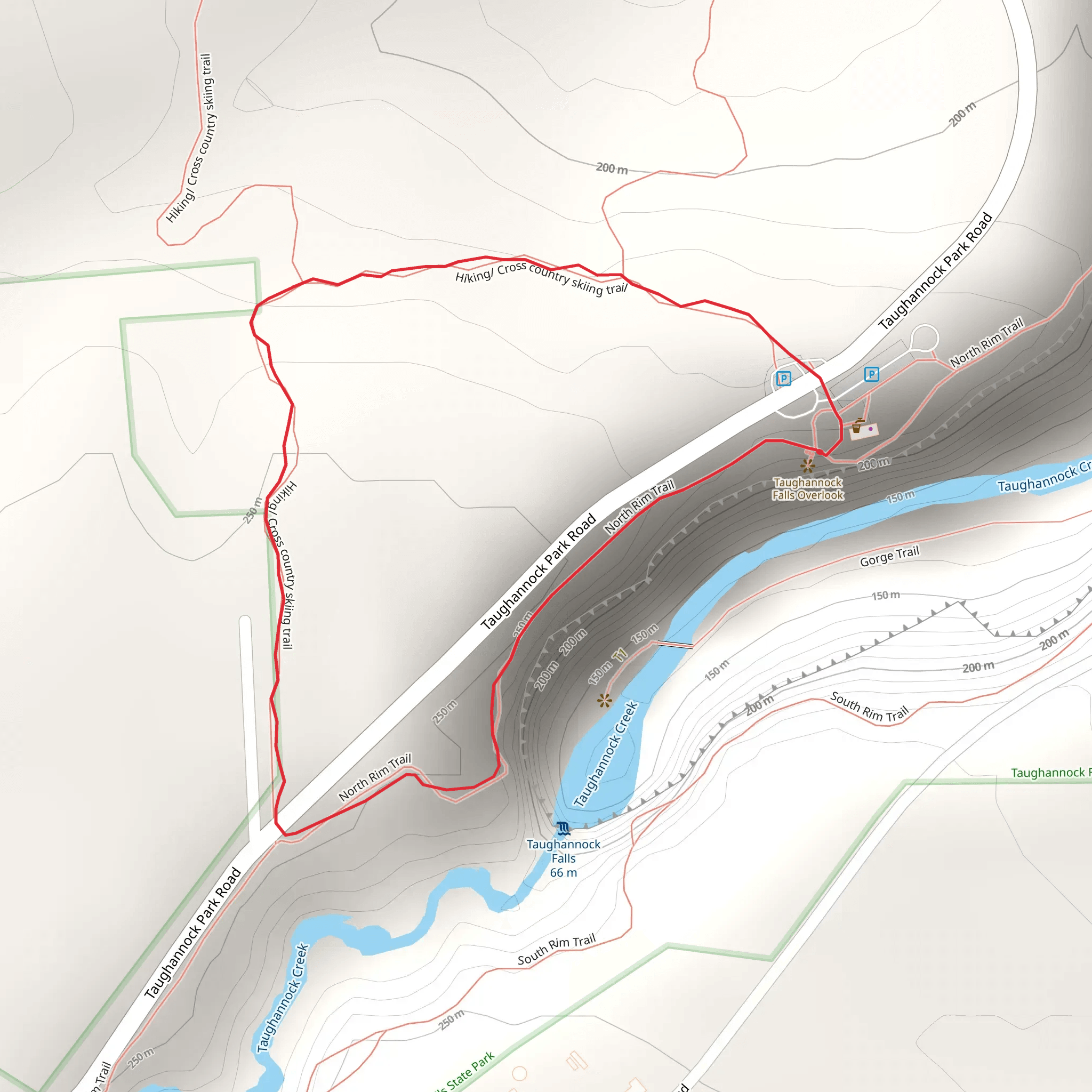 Taughannock Park Road and North Rim Trail Loop mobile static map