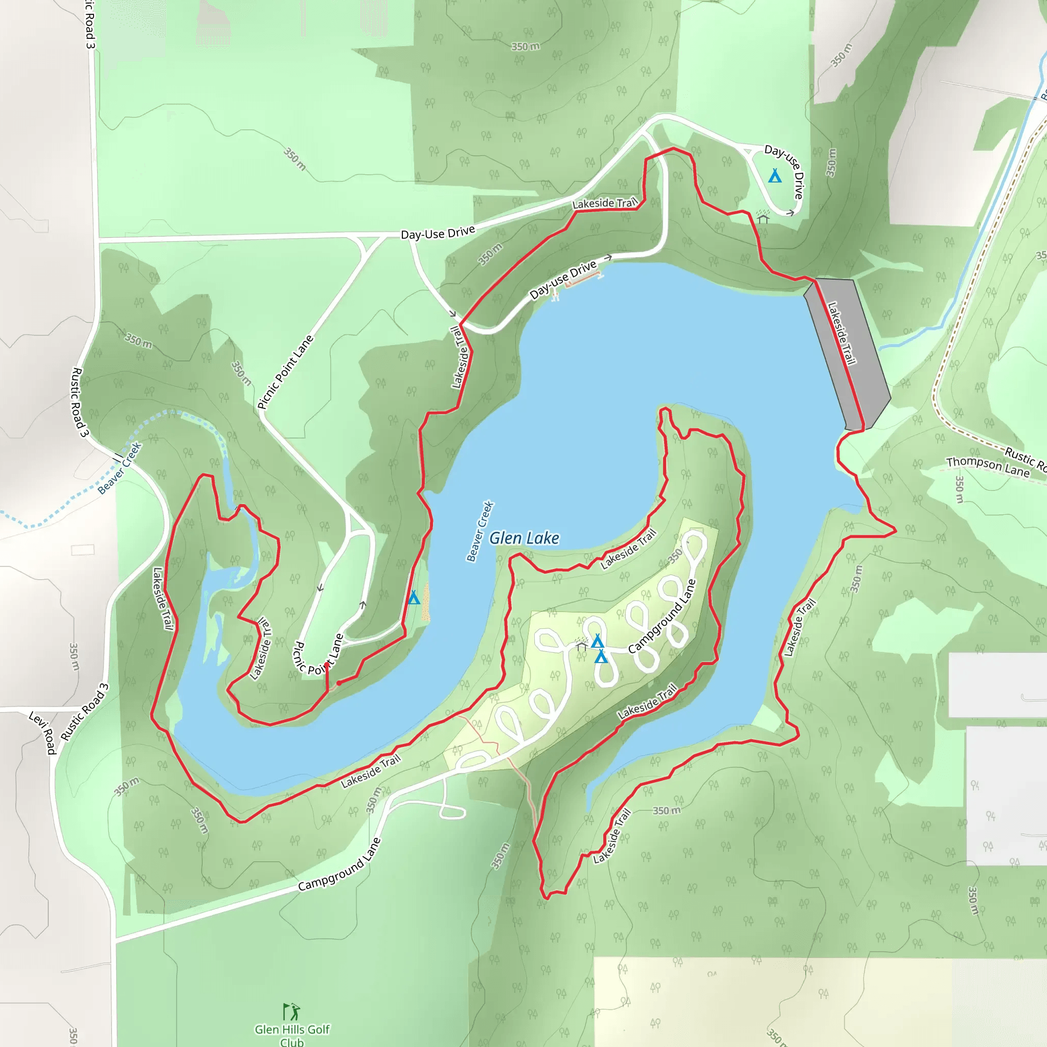Glen Lakeside Loop Trail mobile static map