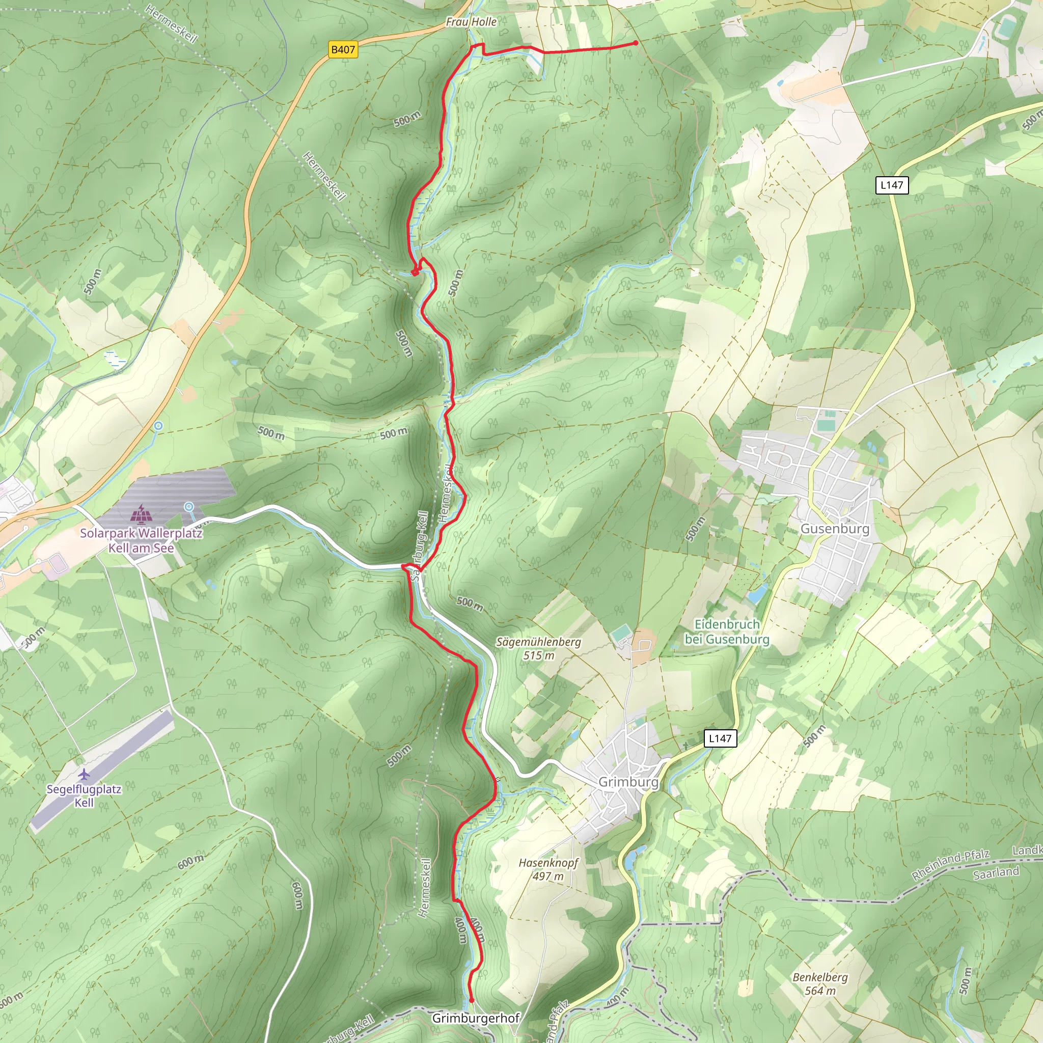 Grimburger Hof to Frau Holle via Wadrill mobile static map