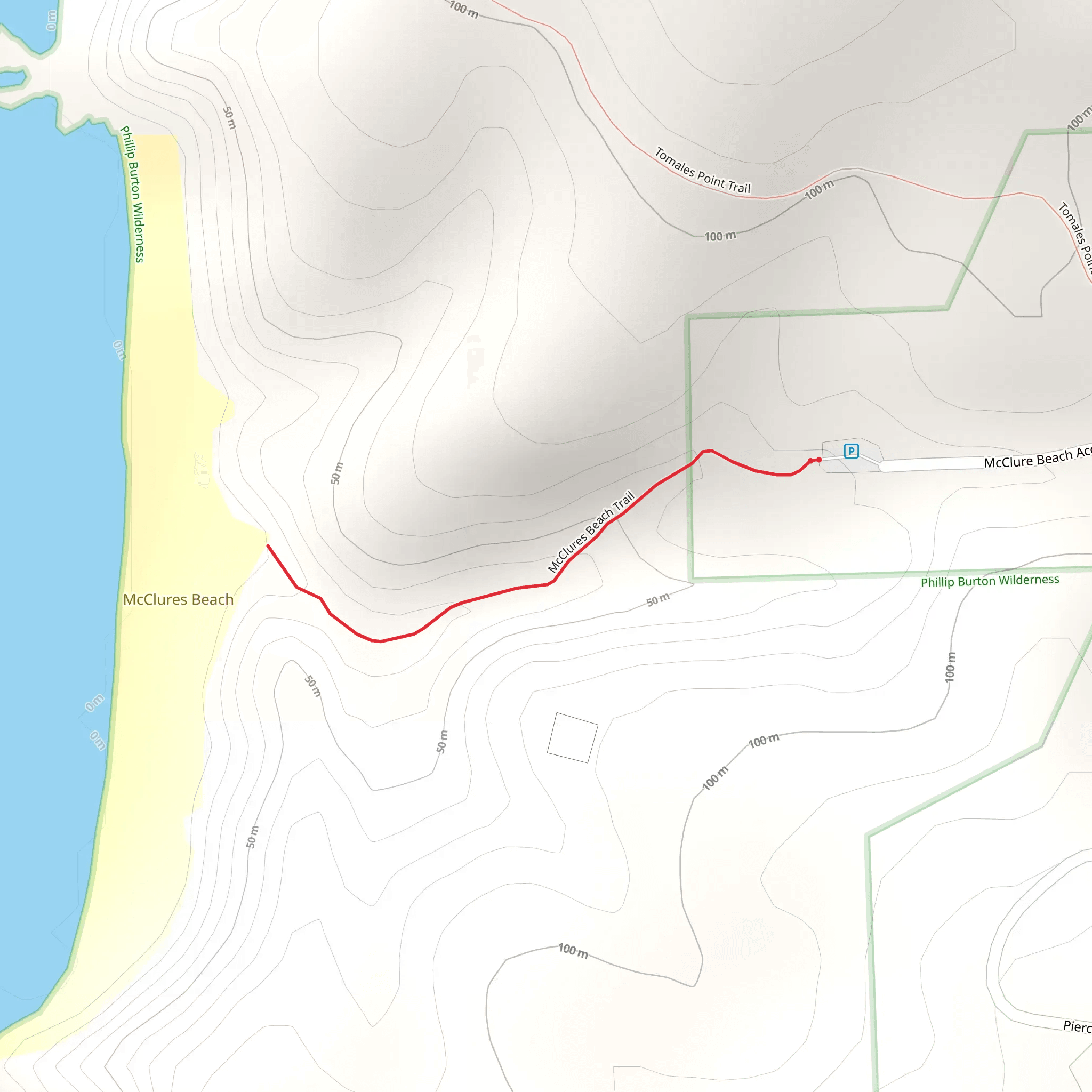 McClures Beach Trail mobile static map