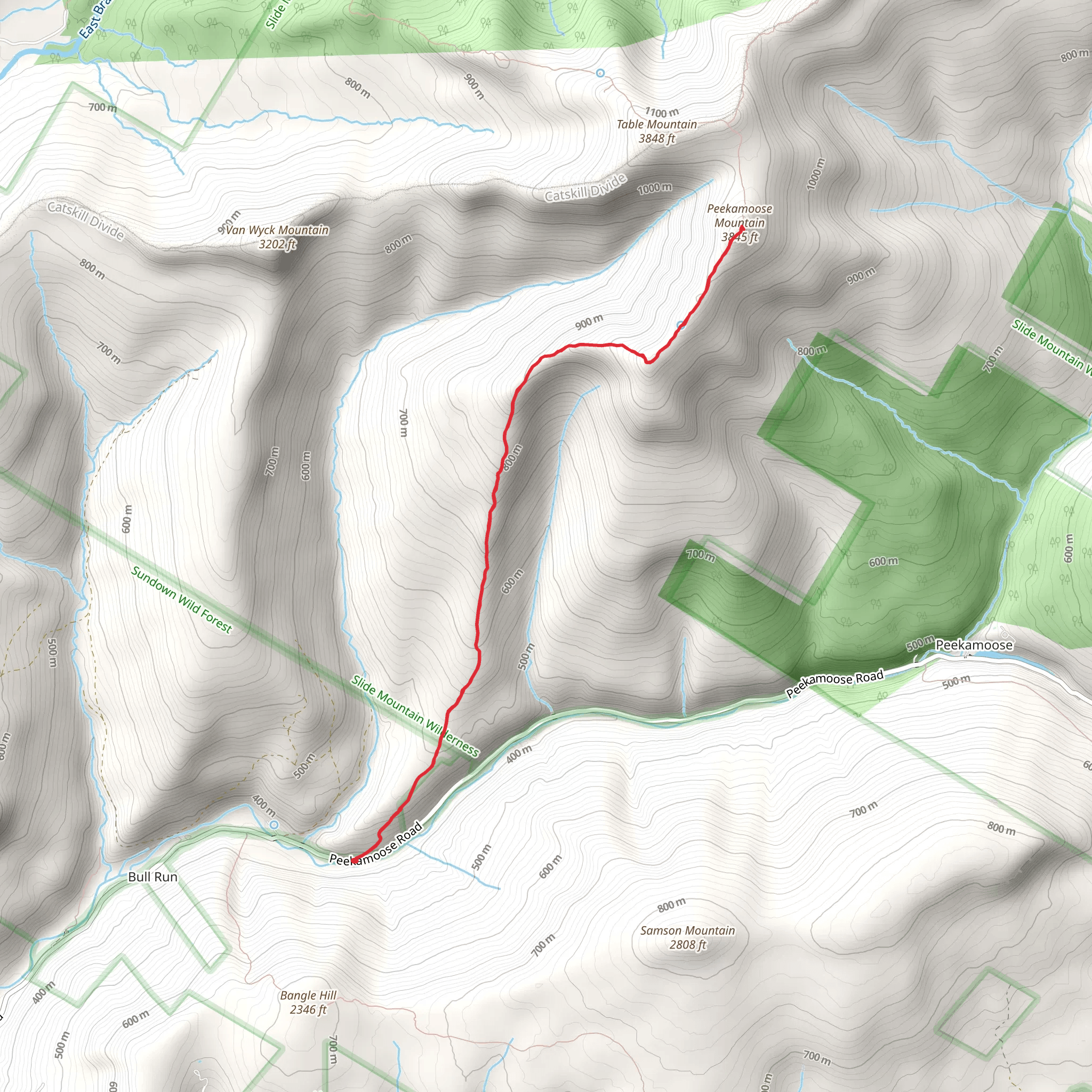 Peekamoose Mountain from Peekamoose Road mobile static map