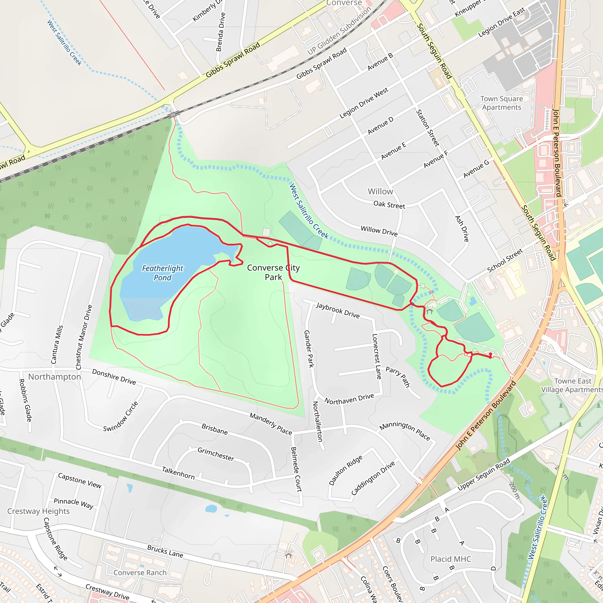 Featherlight Pond Loop - Converse City Park mobile static map