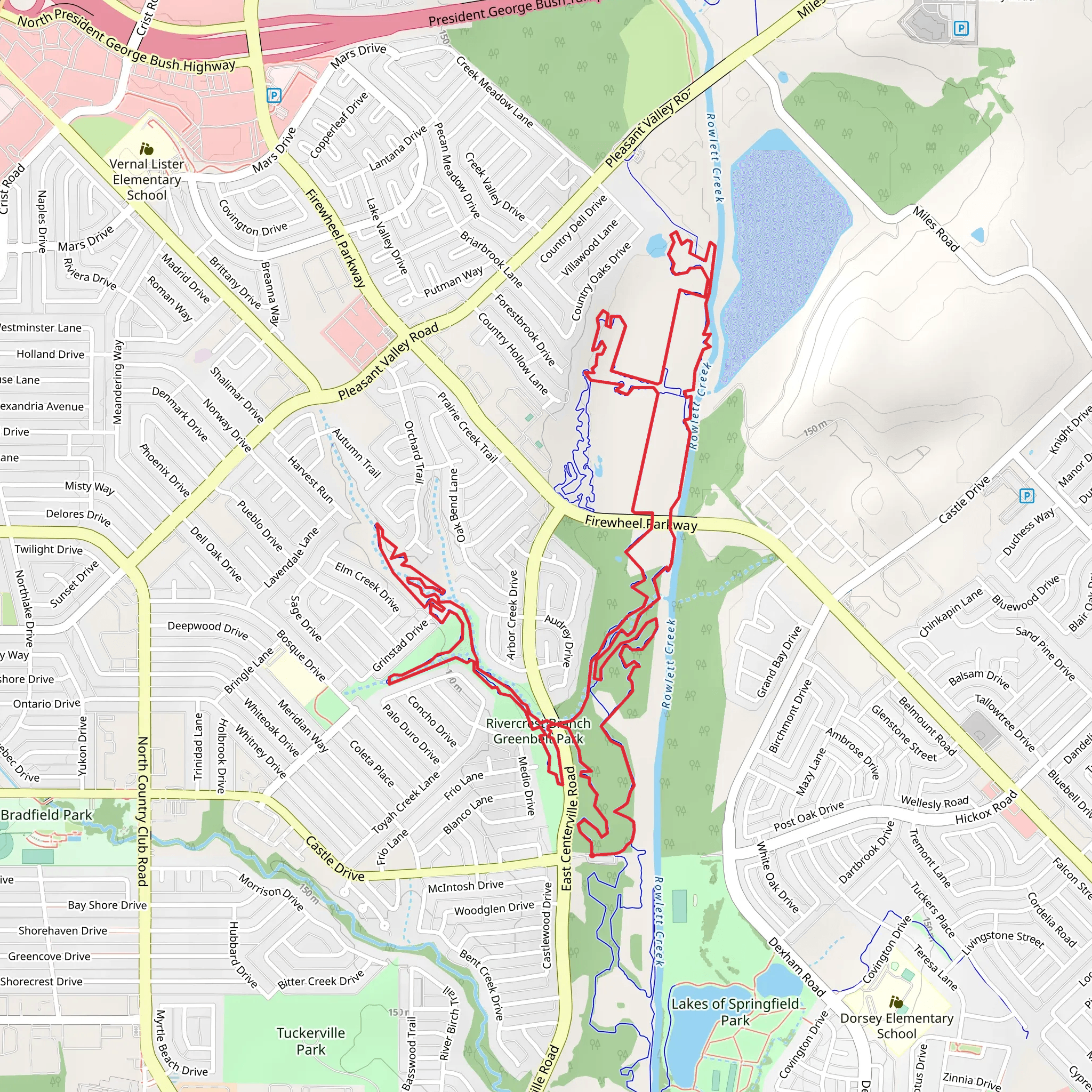 Rowlett Creek - Dallas County Nature Preserve Loop mobile static map