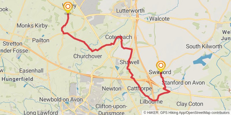 Leicestershire Border Loop Walk stage 12 Map