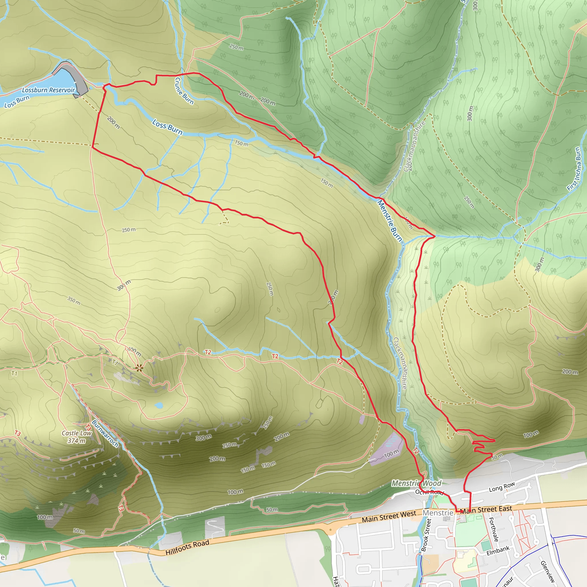 Menstrie Glen and Lossburn Reservoir mobile static map