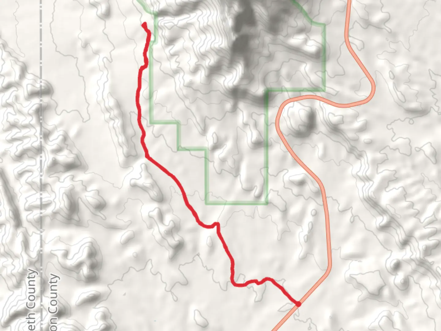 An image depicting the trail Shumyard Canyon and its surrounding area.