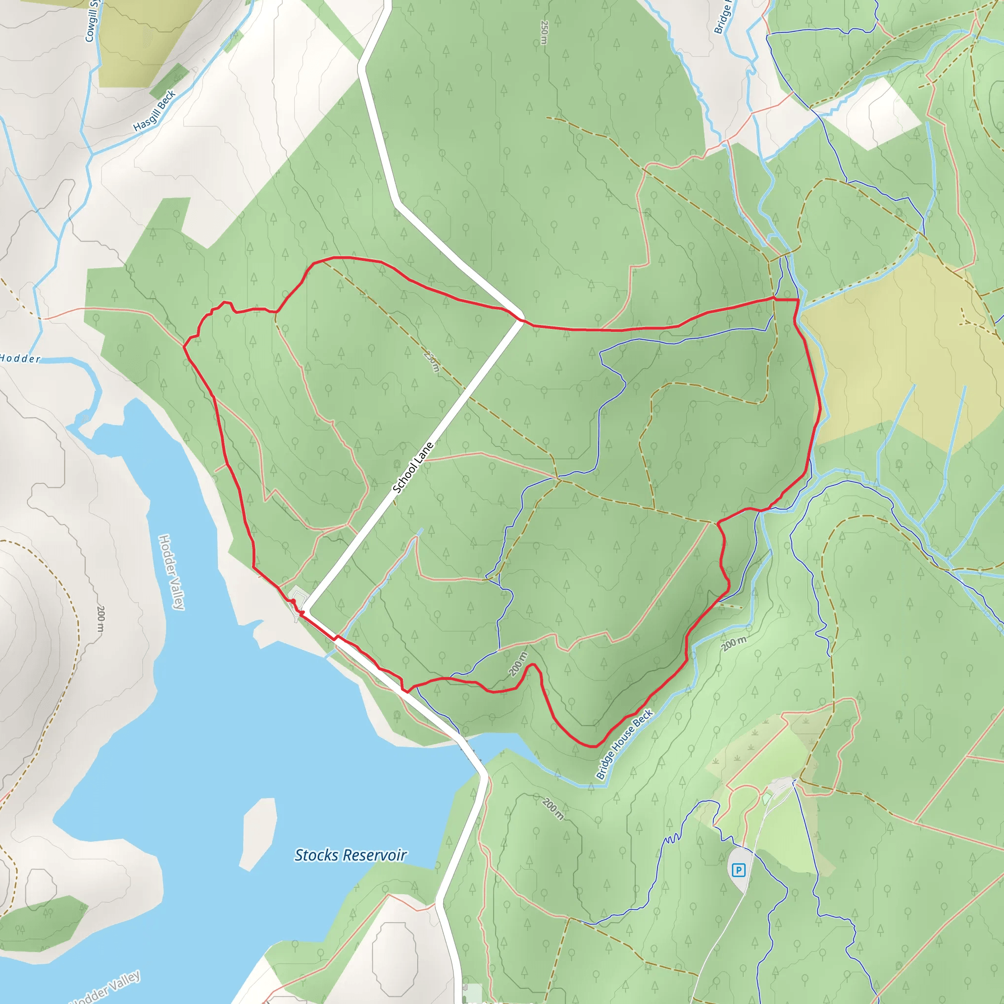 Stocks Reservoir and Easington Park Loop mobile static map