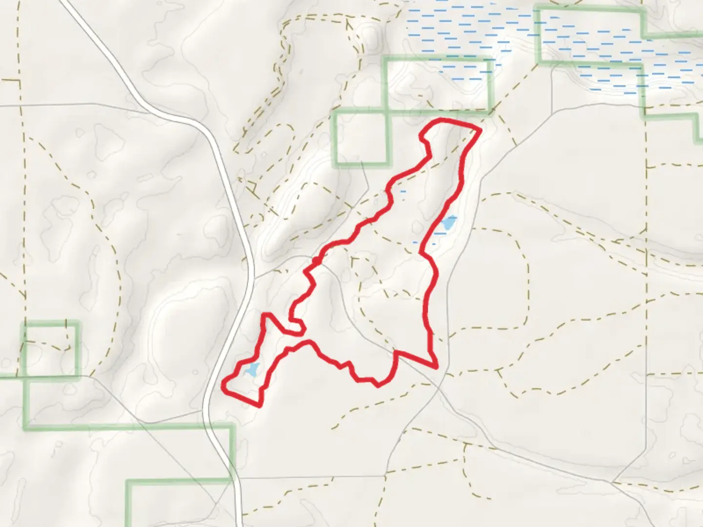 An image depicting the trail Loop around Tuttle Road and its surrounding area.