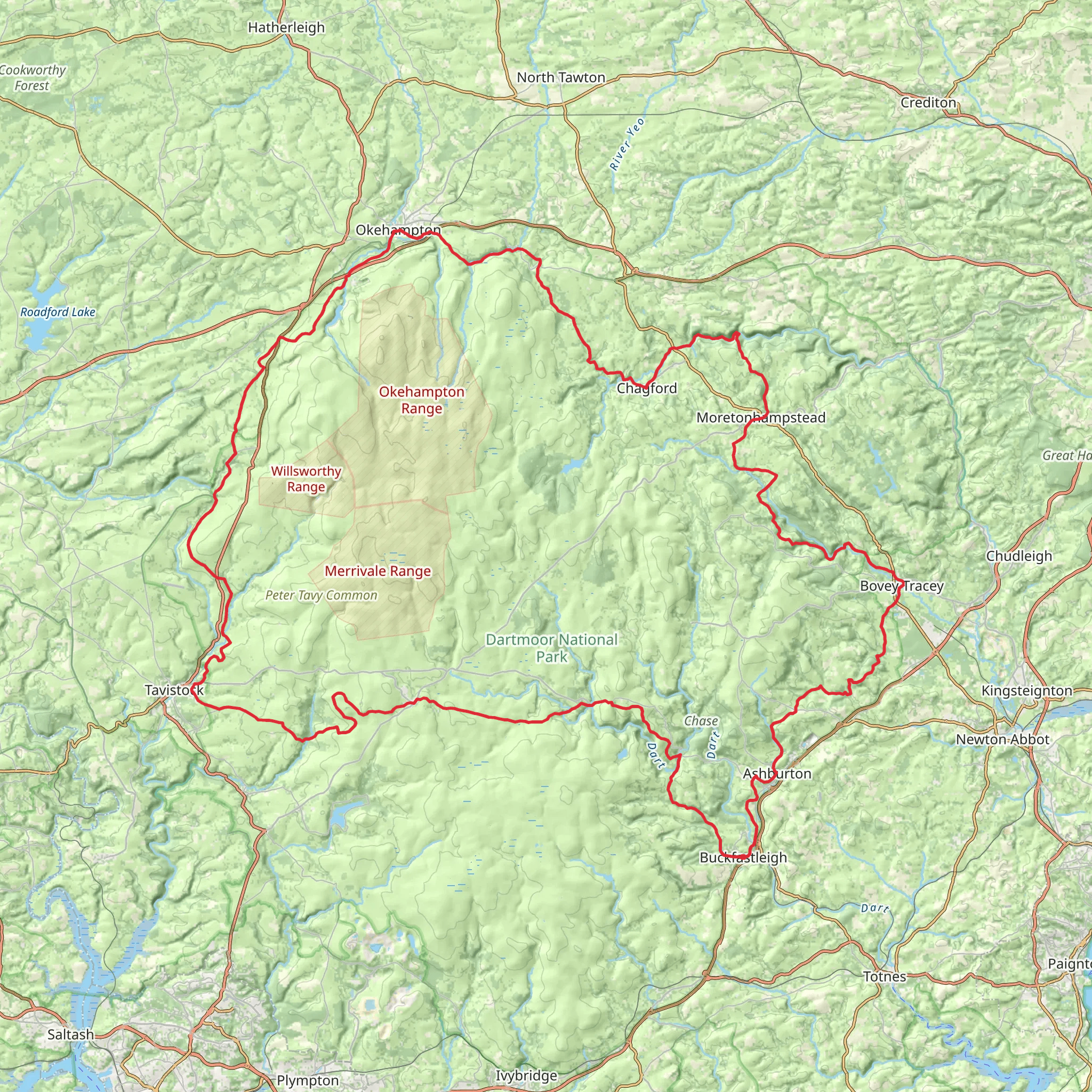 Dartmoor Way - High Moor Link - Alternative mobile static map