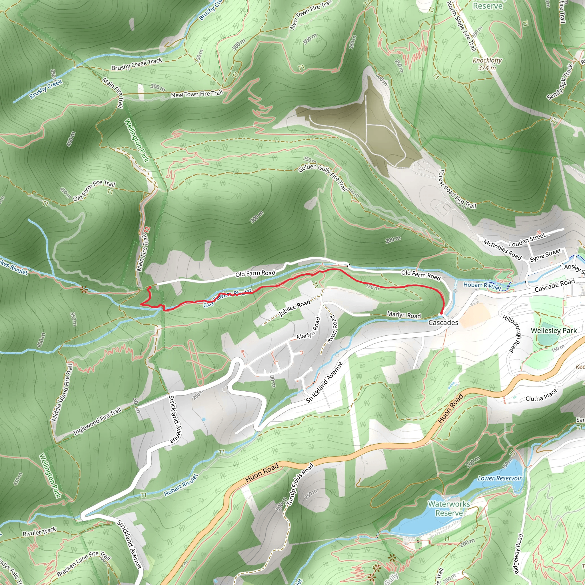 Cascade Walking Track mobile static map