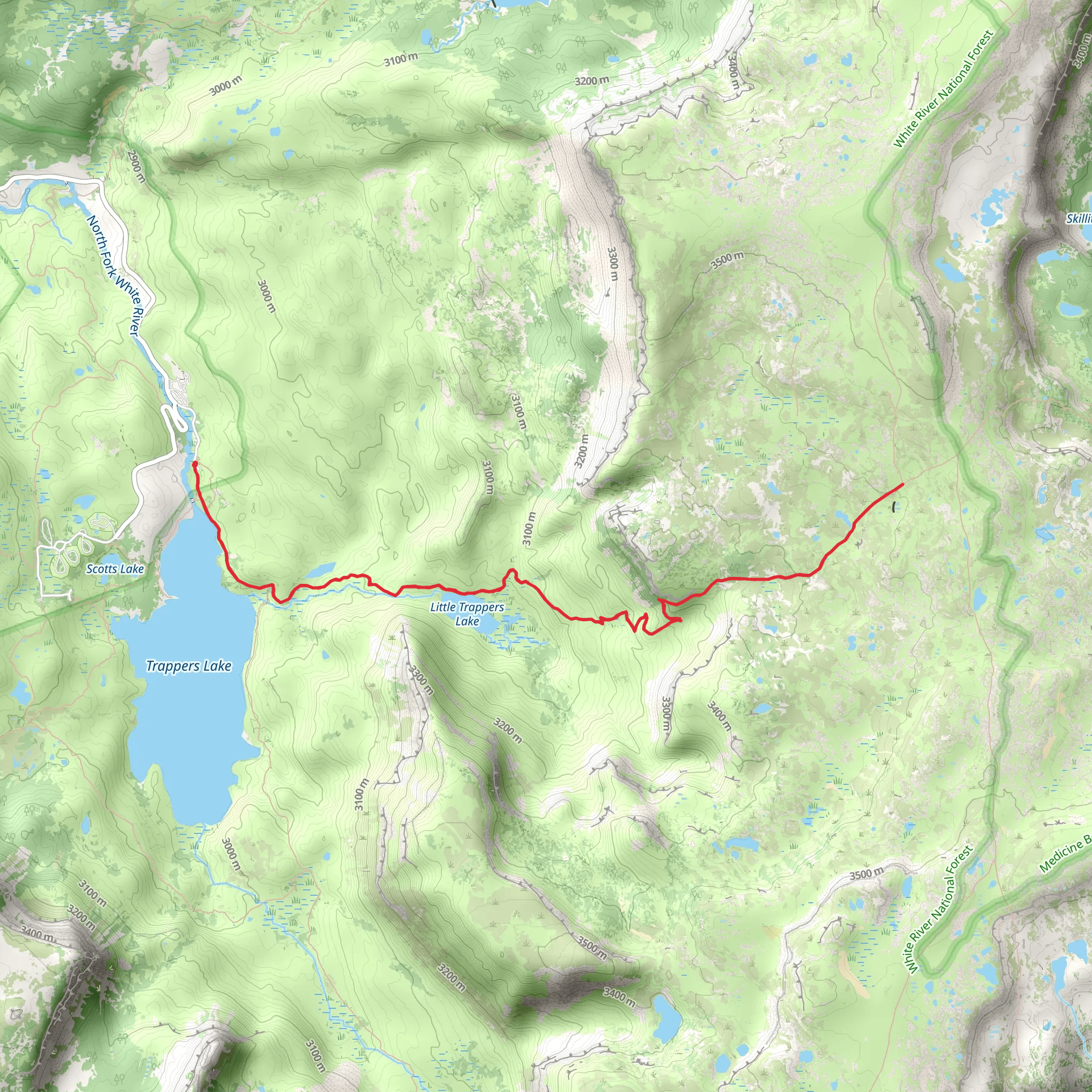Little Trappers Trail Via Carhart Trail mobile static map
