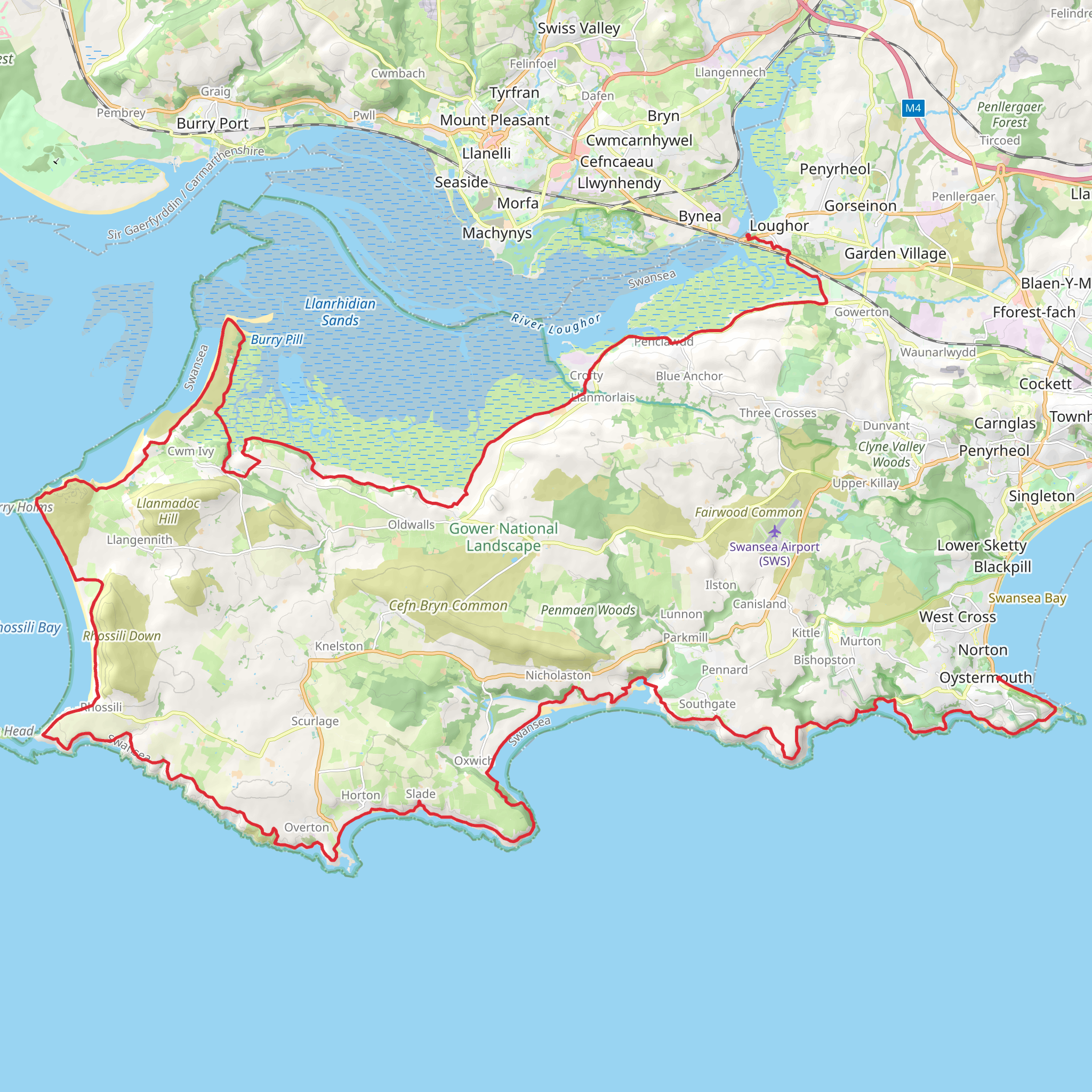 Gower Coast Path mobile static map