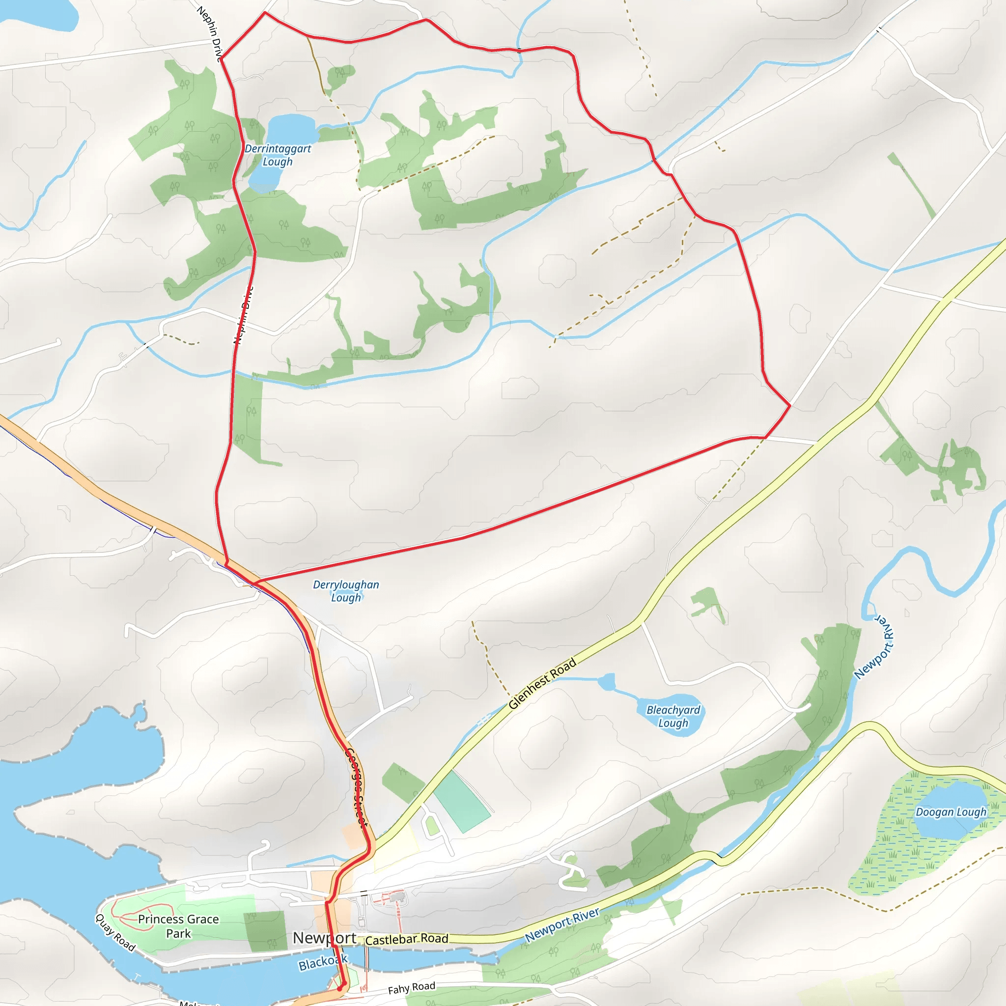 Burrishoole Loop - Newport Derryhillagh Loop mobile static map