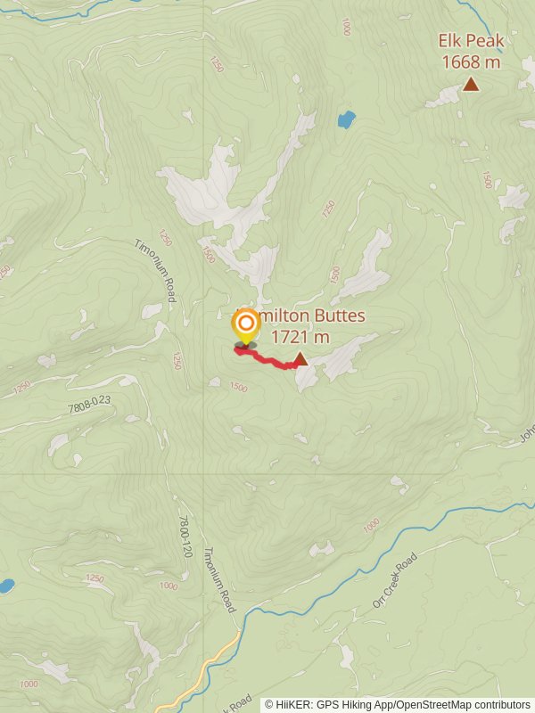 Hamilton Peak Trail mobile static map