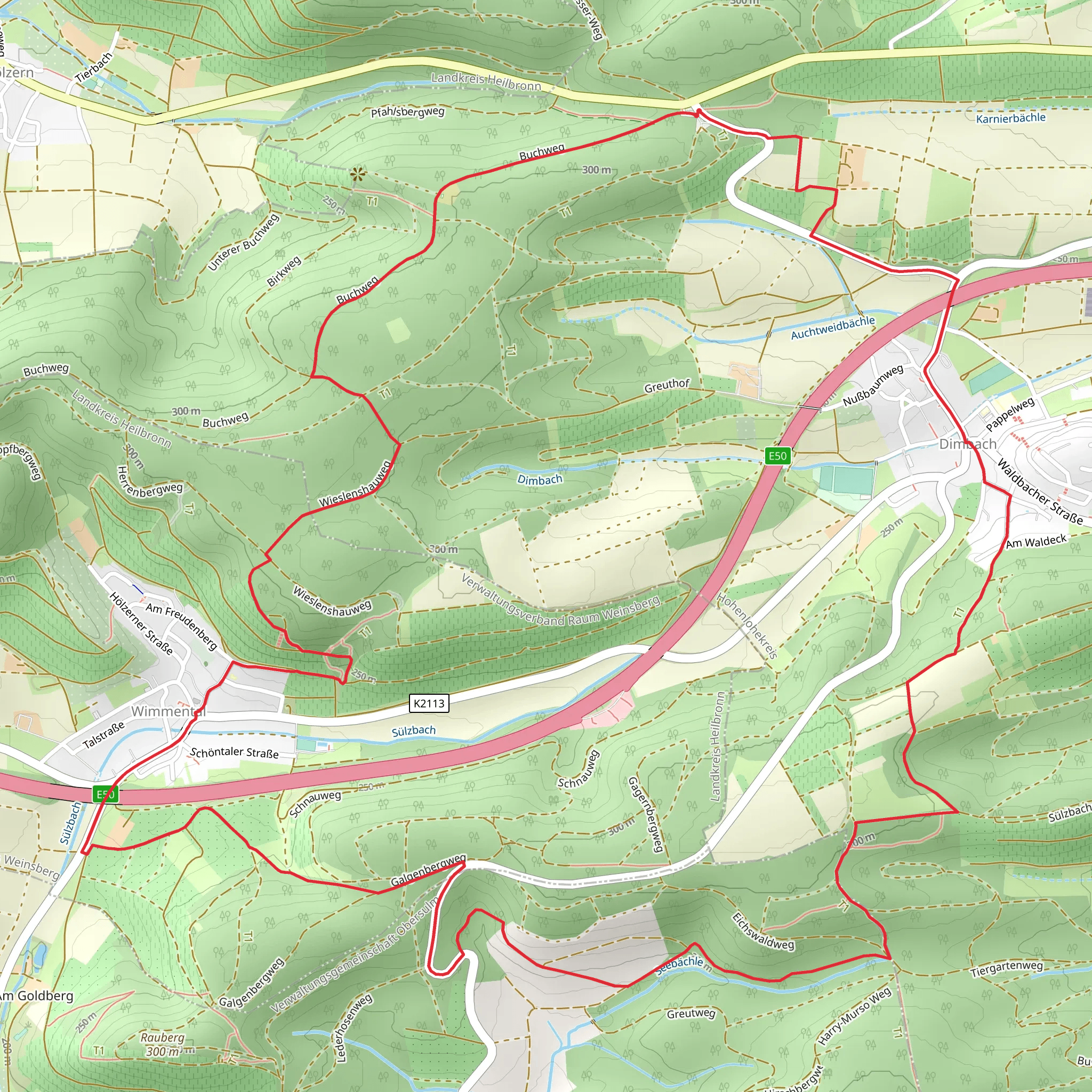 Rundwanderweg Brettachtal and Steinerner Tisch mobile static map
