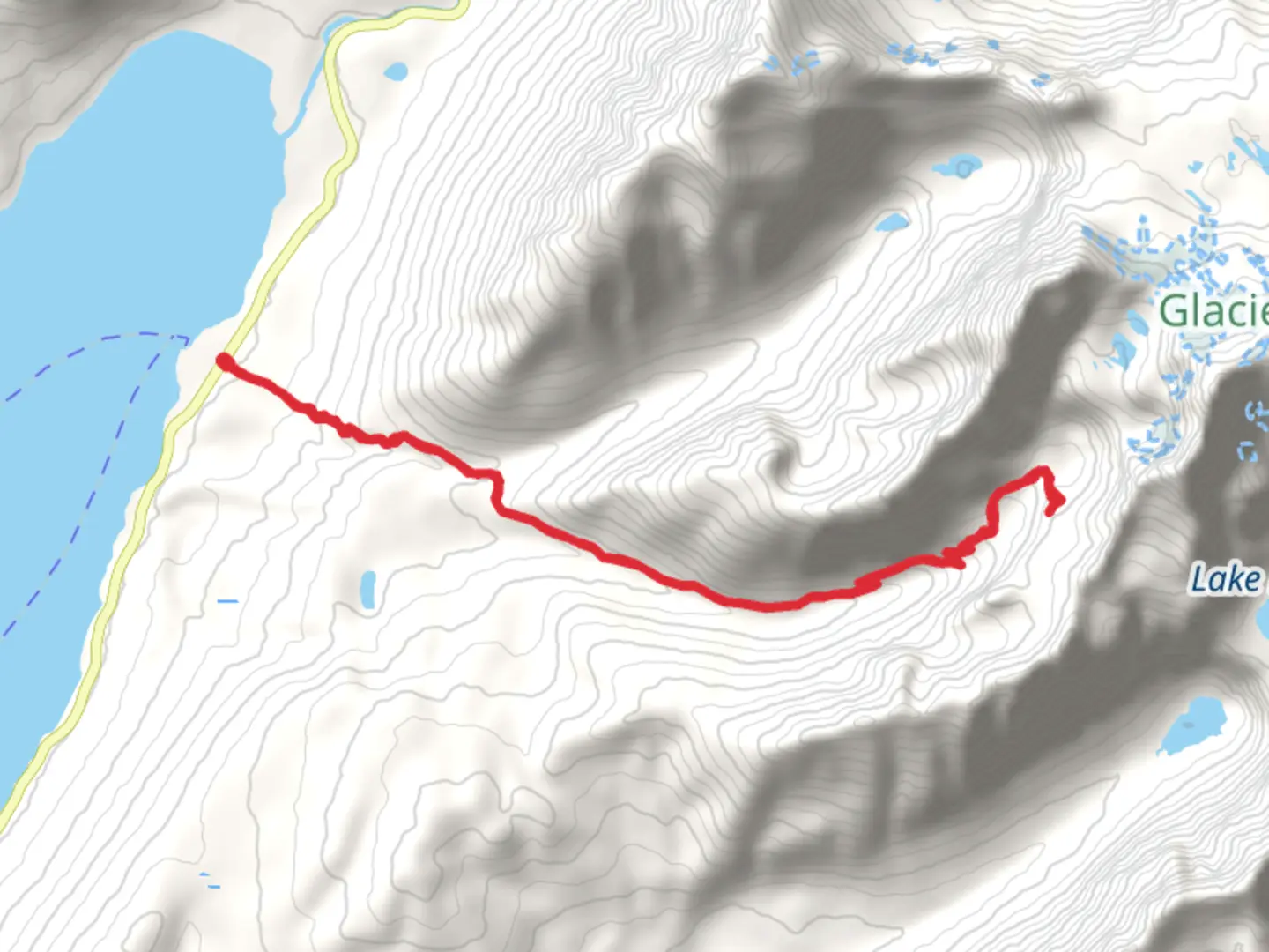 An image depicting the trail Sperry Chalet via Gunsight Pass and its surrounding area.