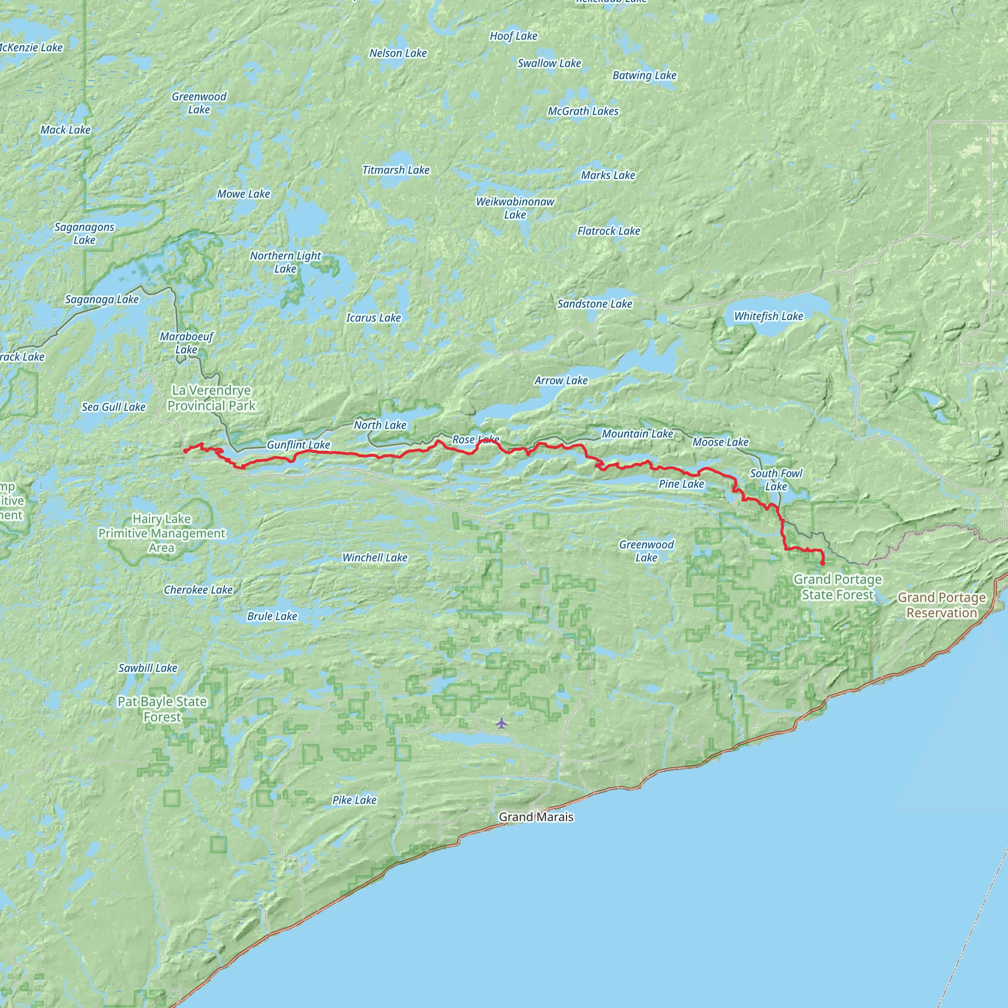Border Route Trail mobile static map