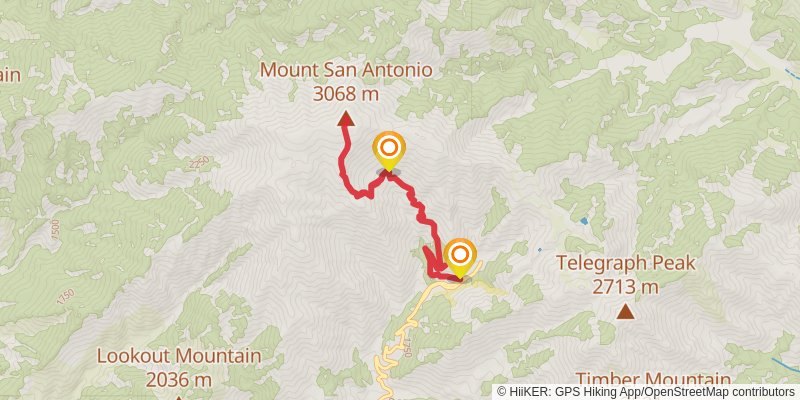 Mount San Antonio via Baldy Bowl Trail stage 2 Map