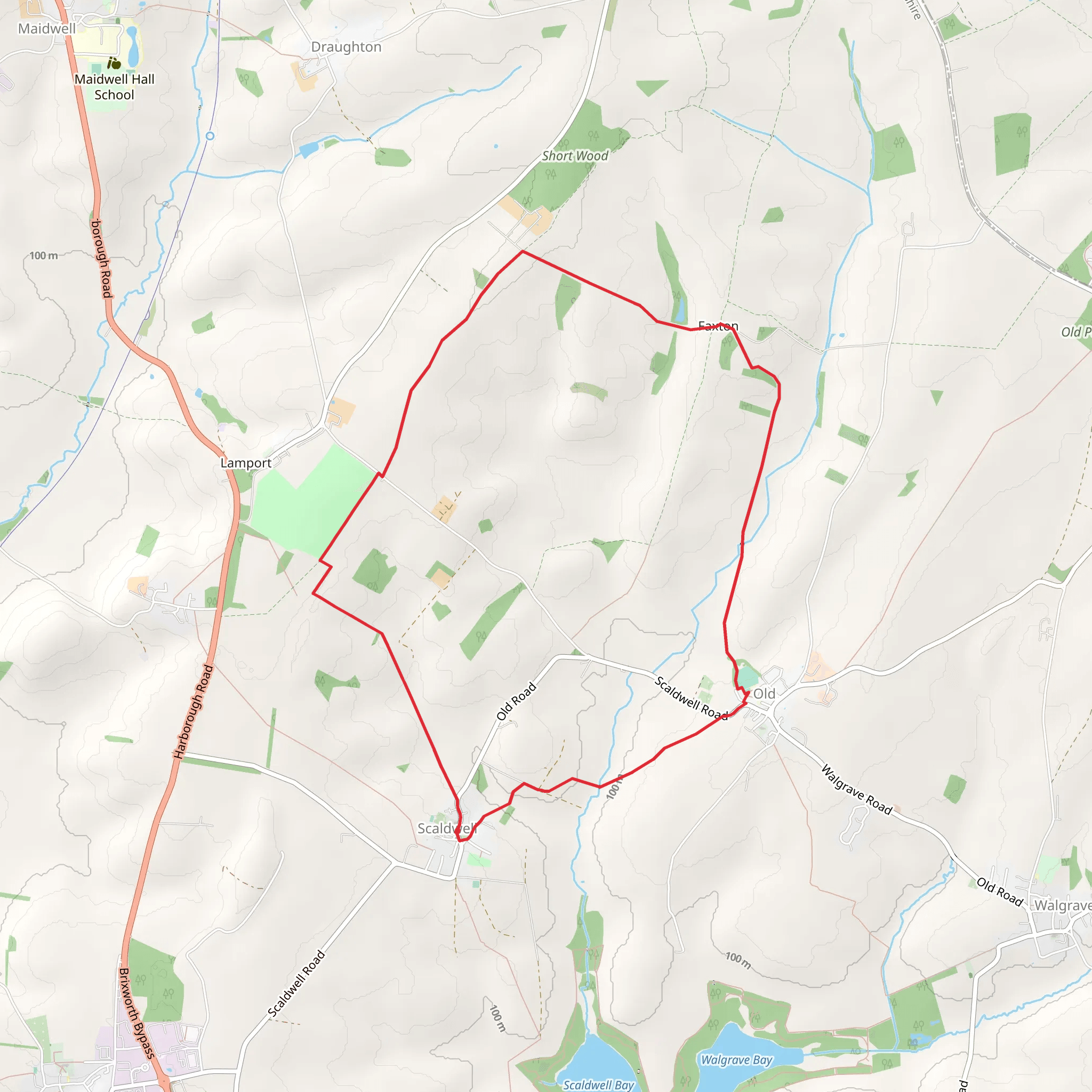 Scaldwell Village Northern Loop mobile static map
