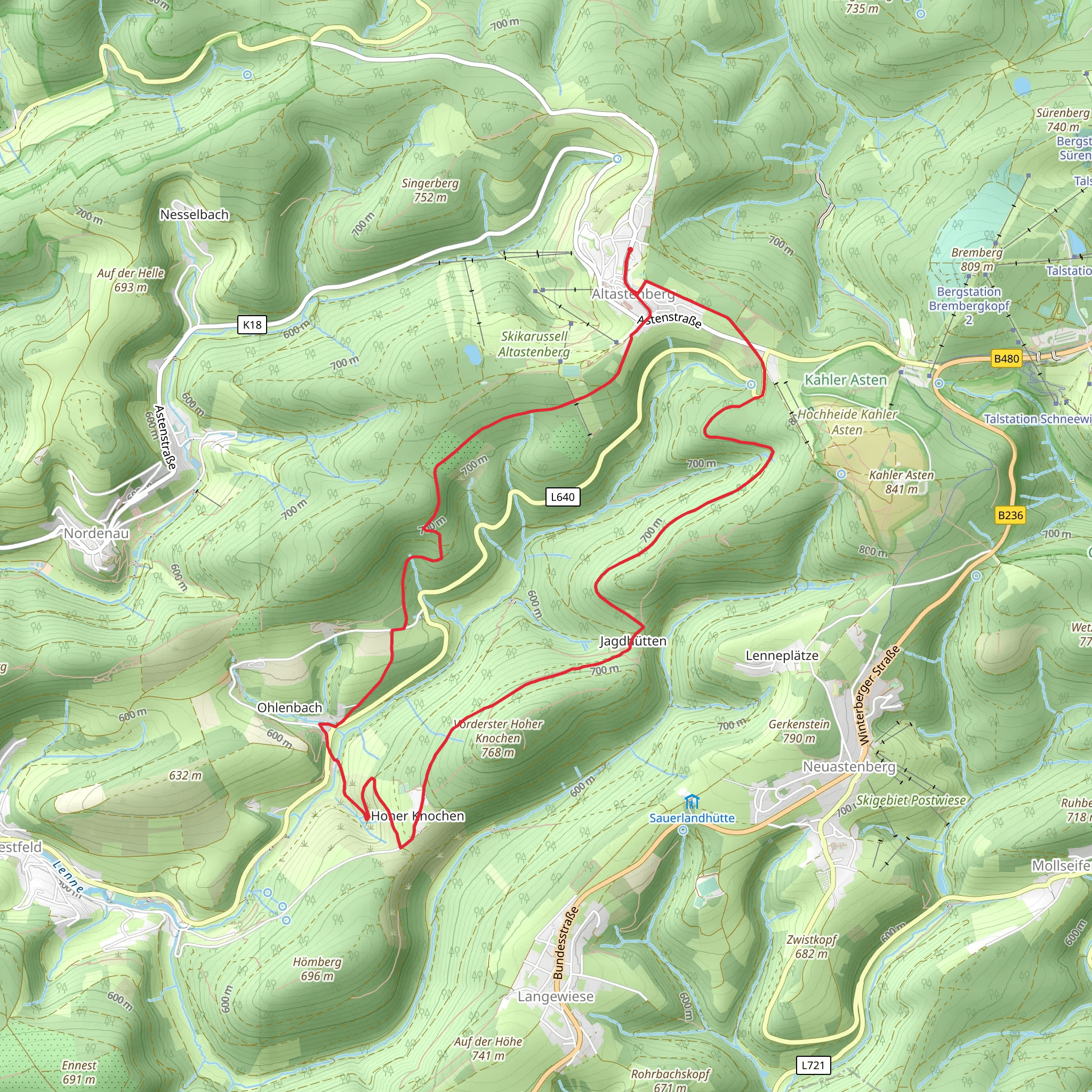 Schwedensteig Heidenstrasse and Golddorf Route Westfeld mobile static map