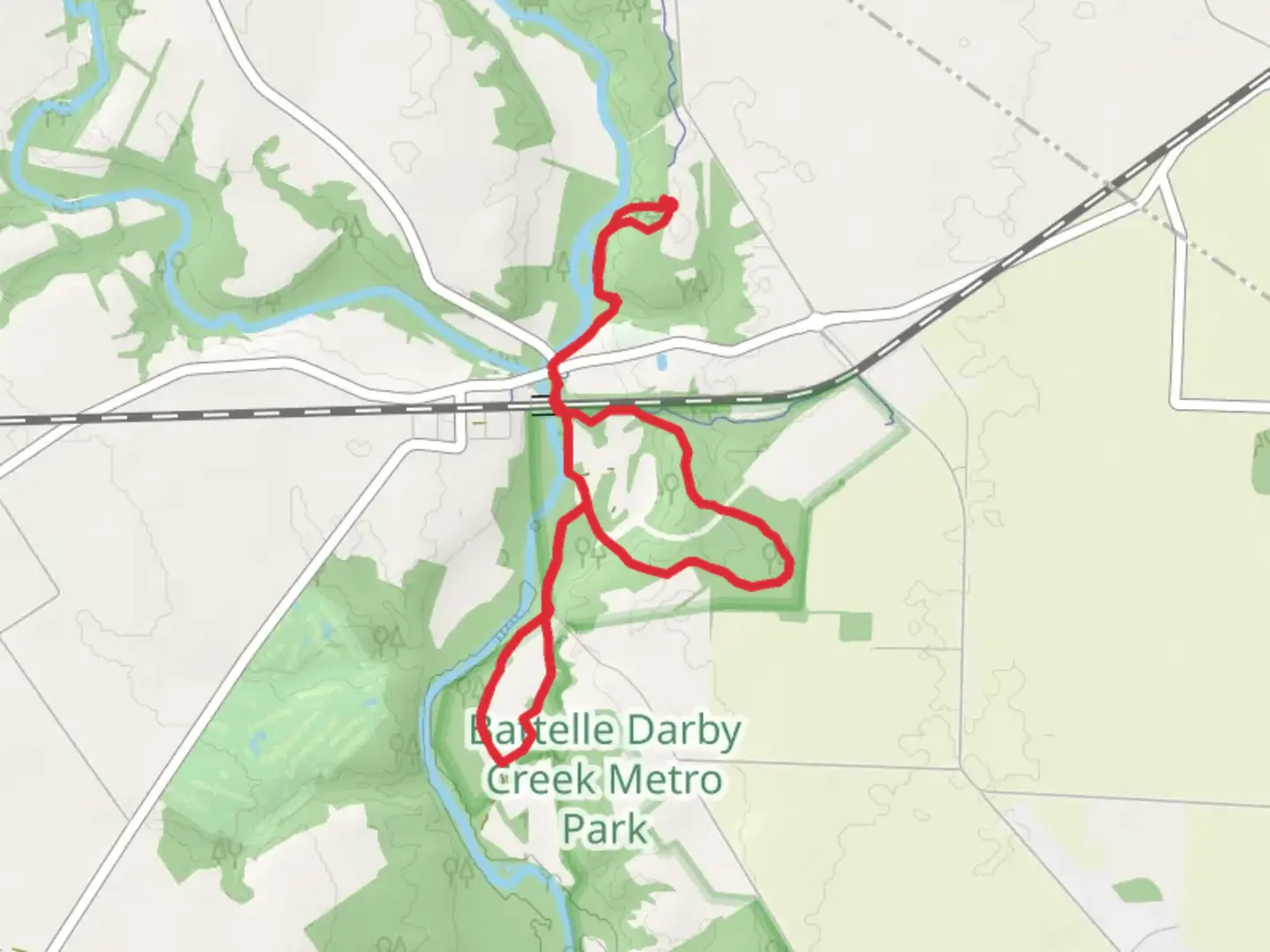An image depicting the trail Loop along Big Darby Creek and its surrounding area.