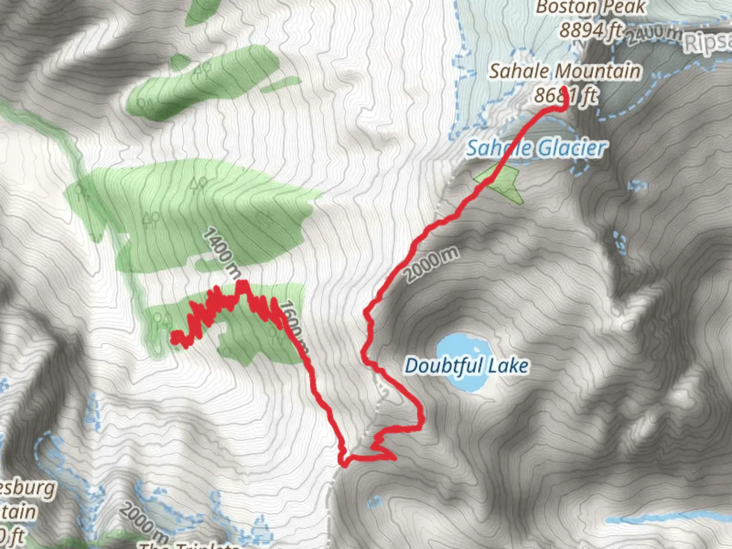 An image depicting the trail Sahale Mountain via Cascade Pass Trail and its surrounding area.