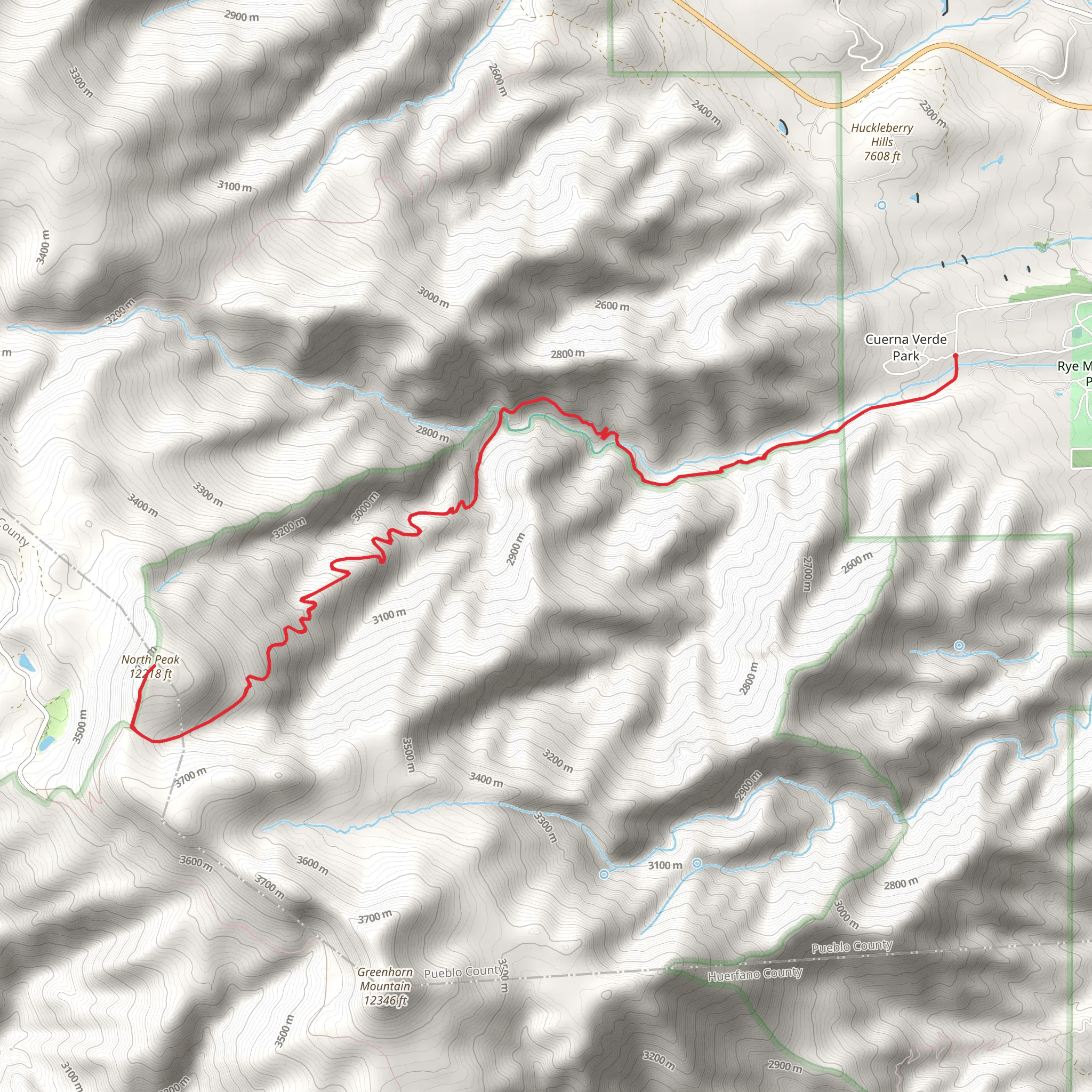 North Peak via Greenhorn Trail mobile static map