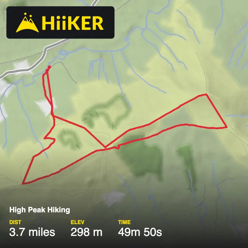 A map preview of the recording High Peak Hiking.