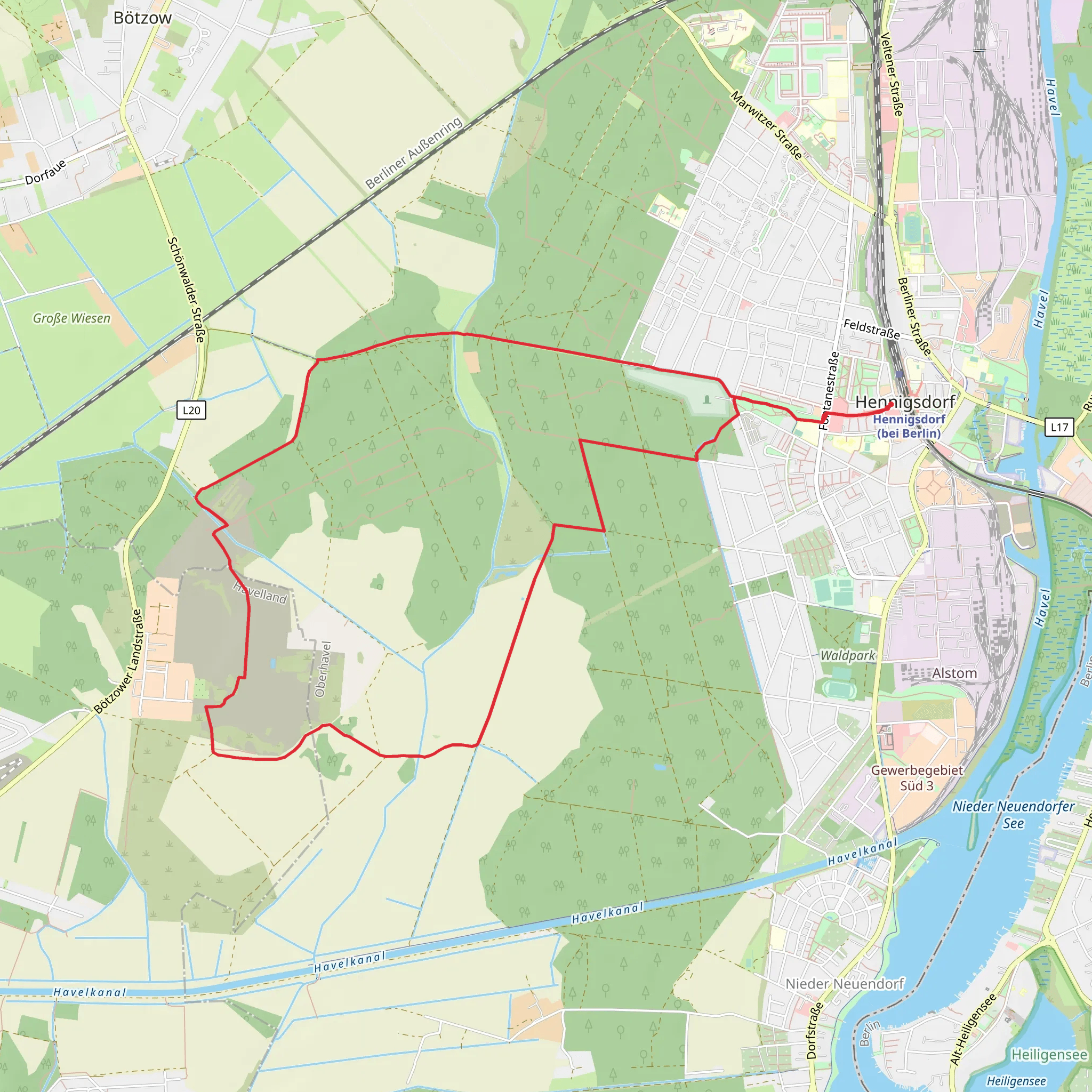 Pilgerweg Berlin - Bad Wilsnack and 66 Seen Wanderweg mobile static map