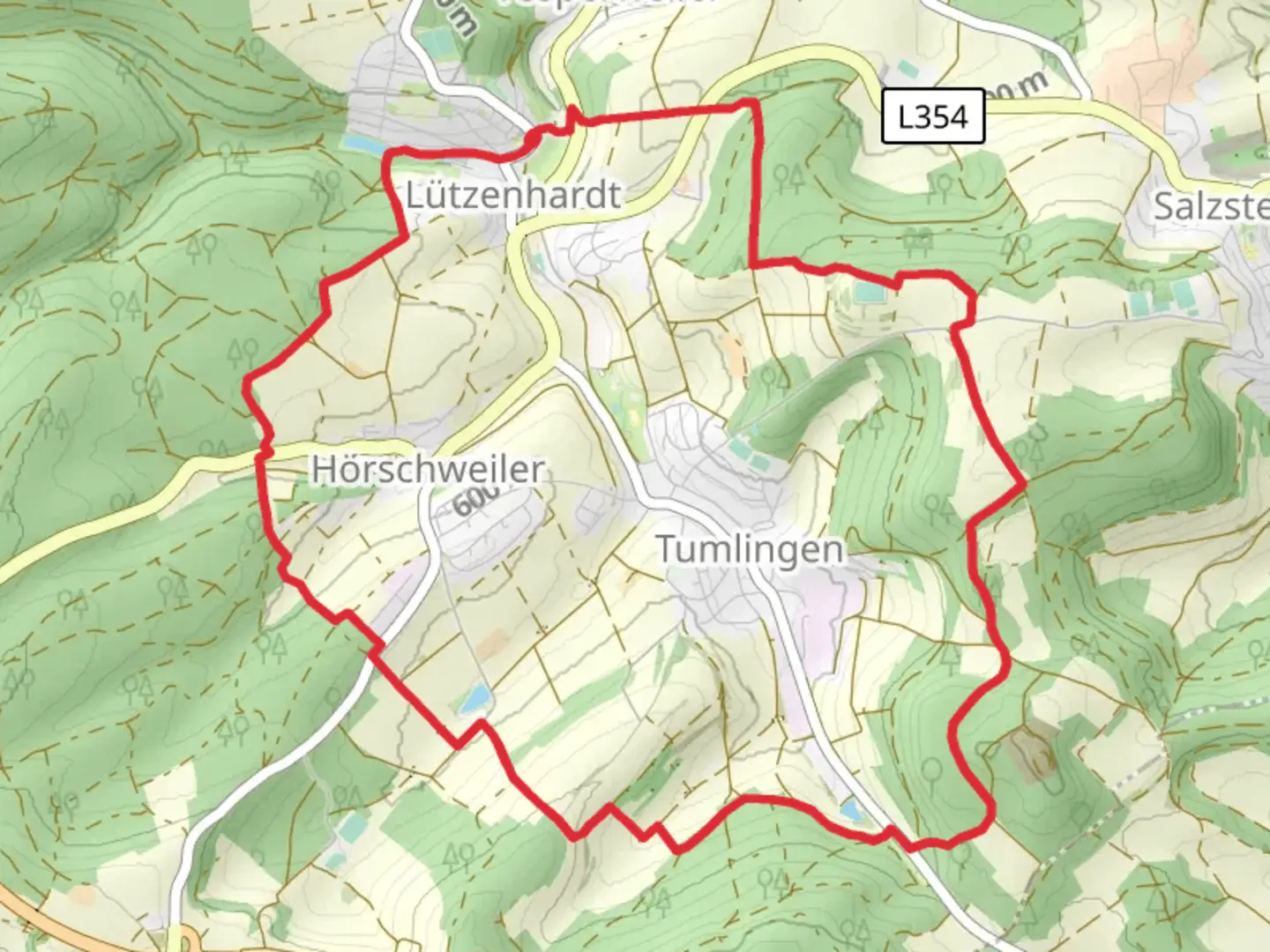 An image depicting the trail Waldachtaler Heimatweg and Oberes Waldachtal and its surrounding area.