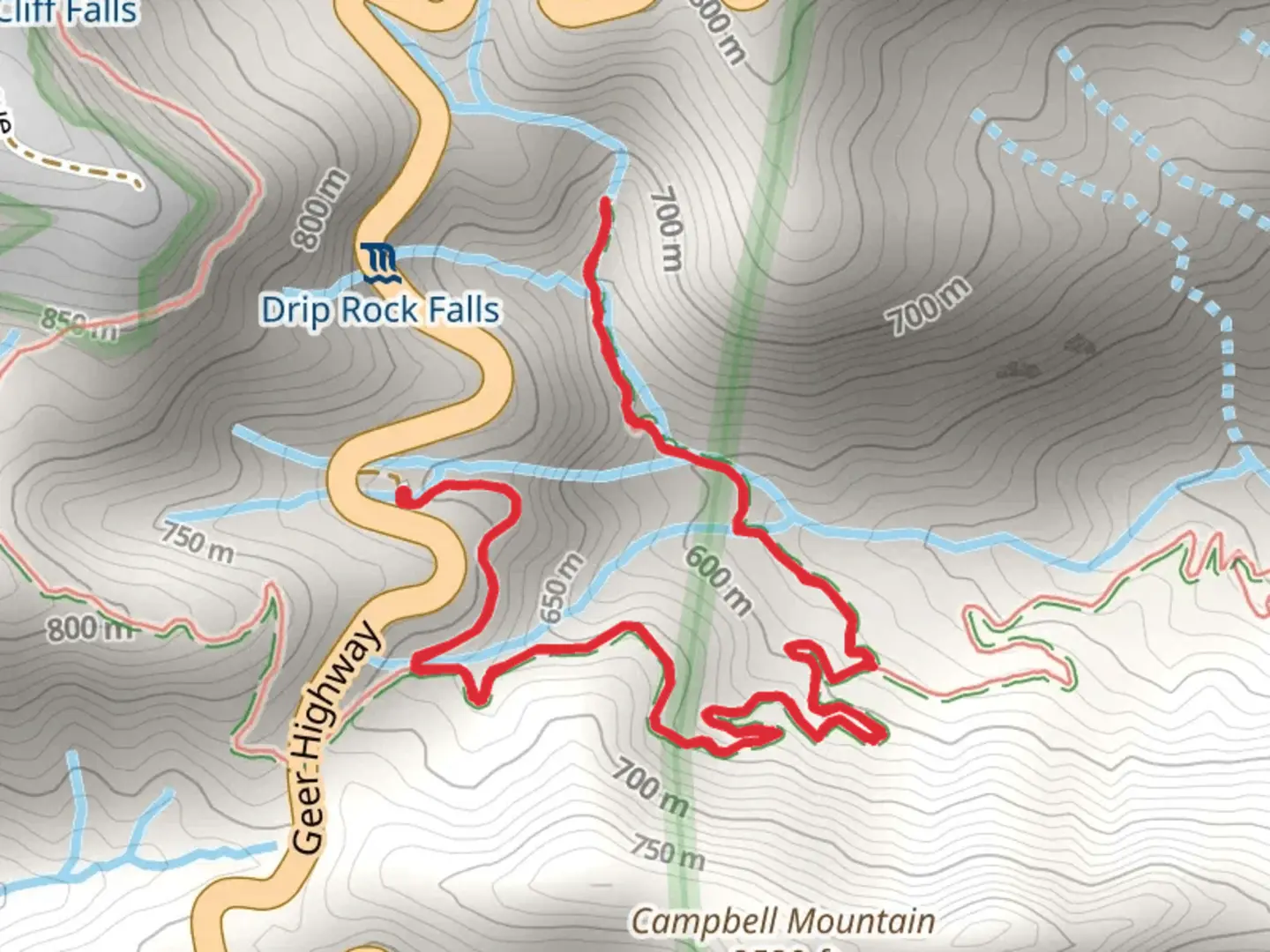 An image depicting the trail Pinnacle Pass Trail and Old Camp Creek and its surrounding area.