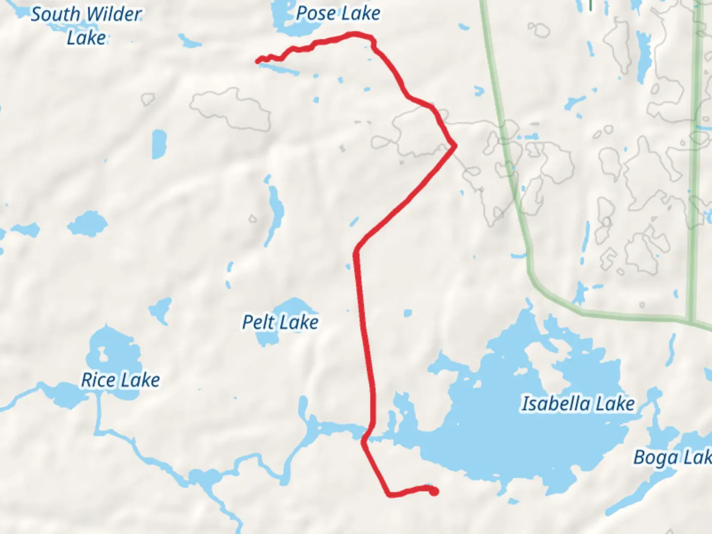 An image depicting the trail Powwow Trail Out and Back and its surrounding area.