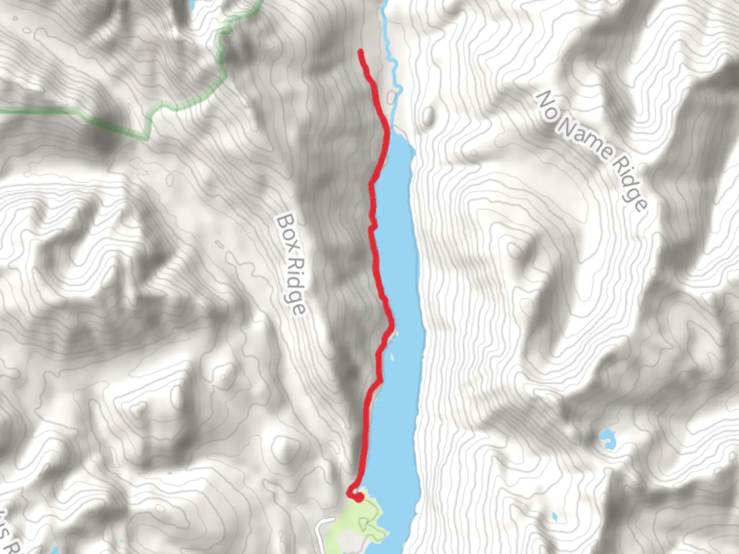 An image depicting the trail Little Kachess Lake West Shore Trail and its surrounding area.