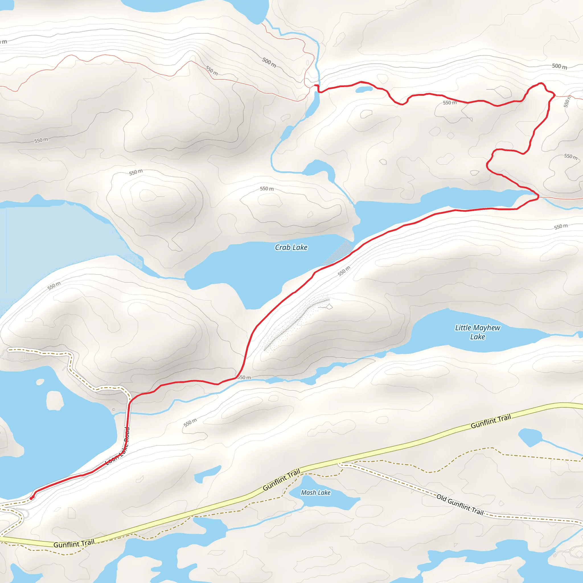 Crab Lake spur Out and Back mobile static map