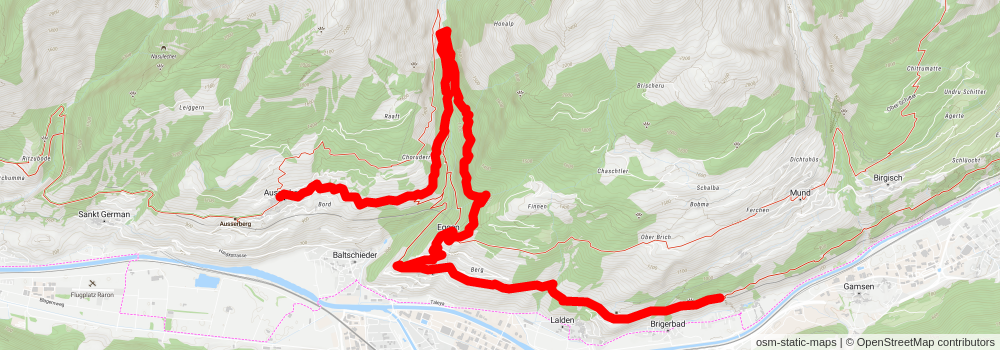Steg-Hohtenn to Brig Trail stage 2 Map