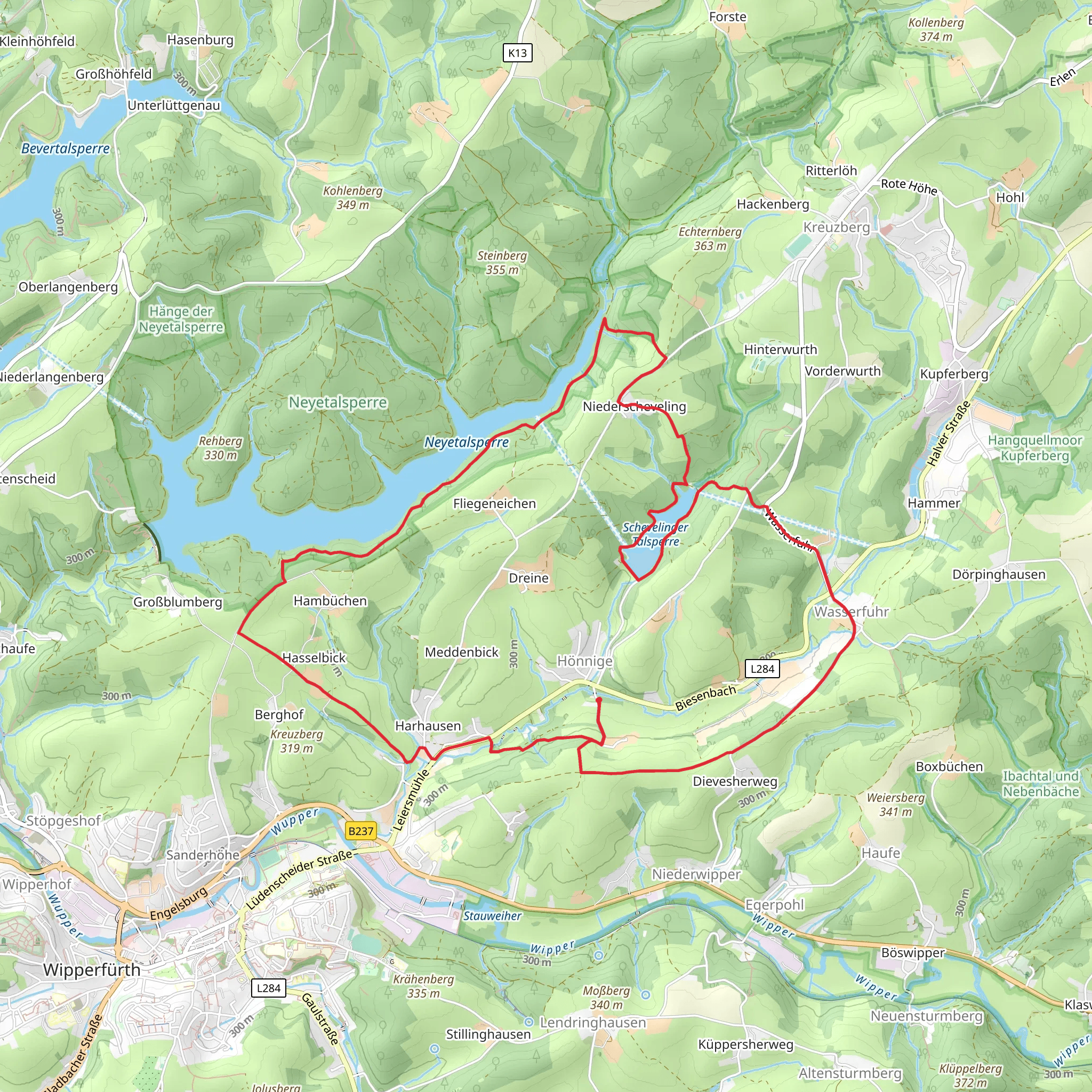 Silbertalsperre via Hambüchen and Schevelinger Weg mobile static map