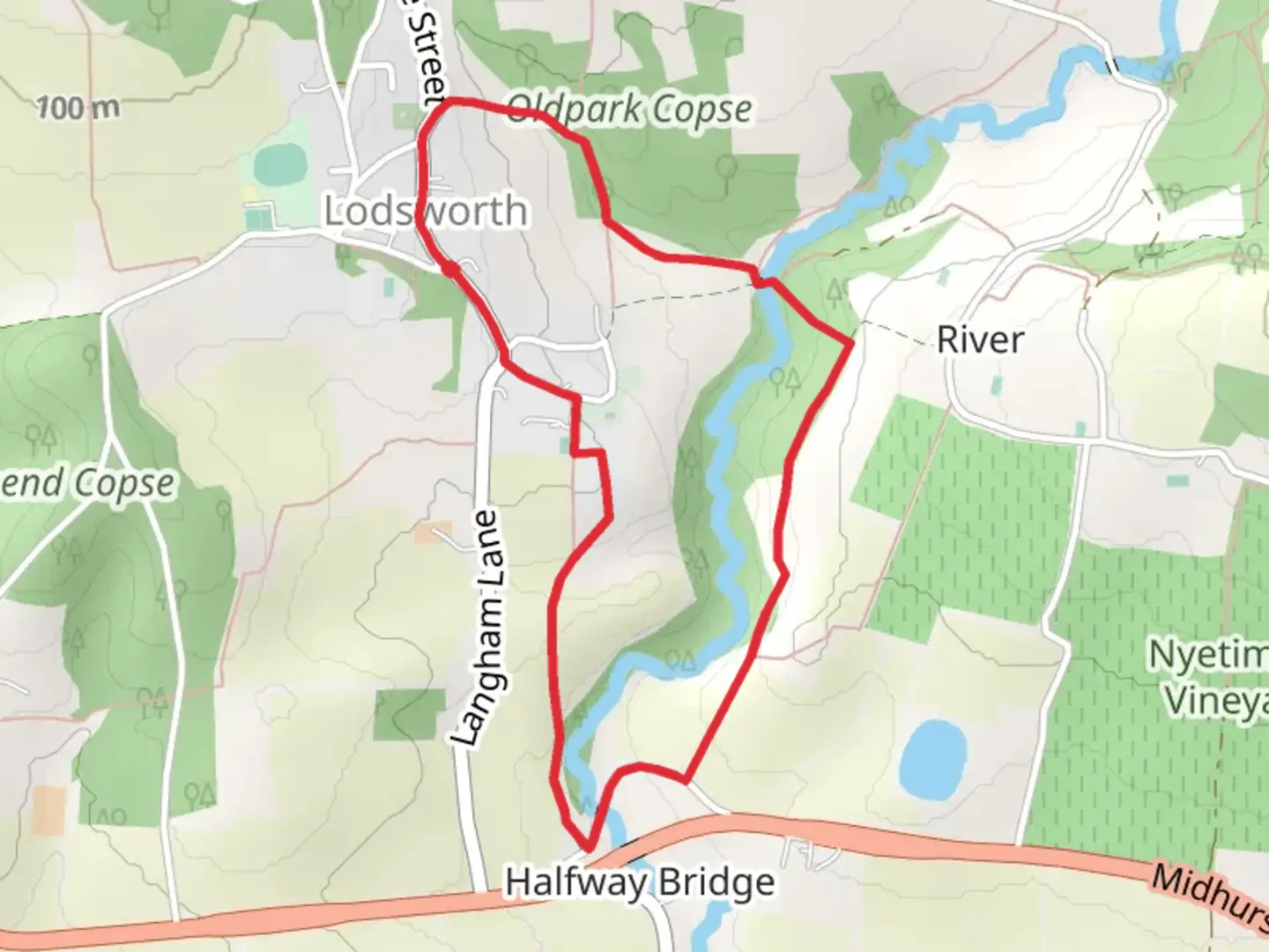 An image depicting the trail Lodsworth Loop and its surrounding area.