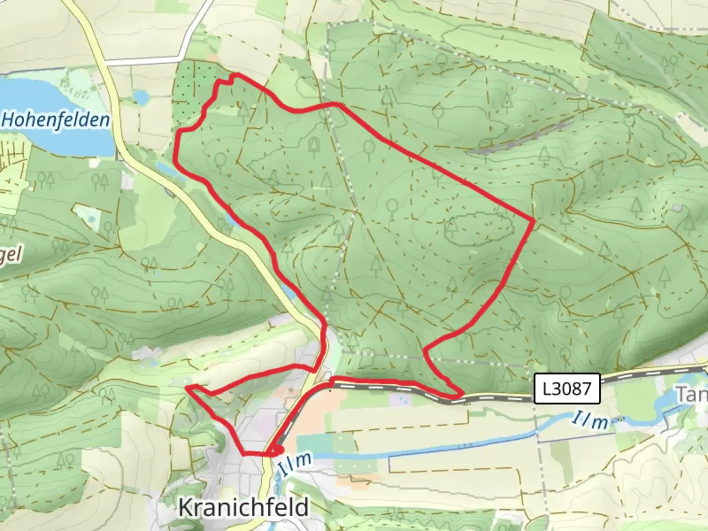 An image depicting the trail Kranich Rundwanderweg 4 and its surrounding area.