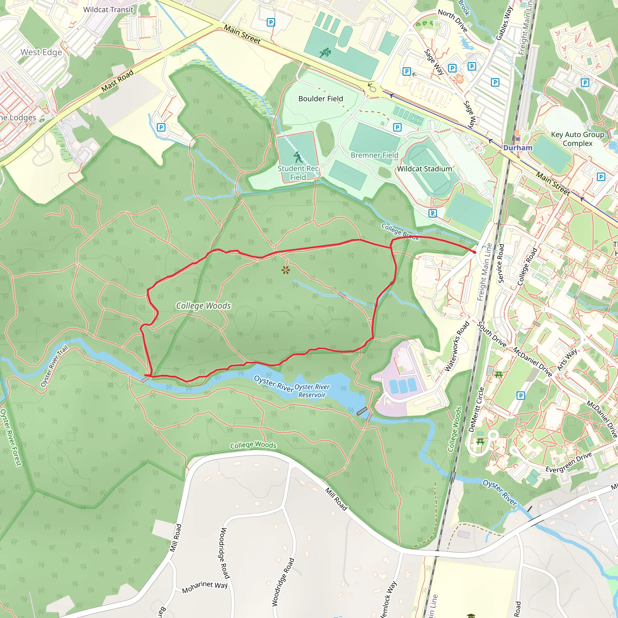 College Woods Natural Area Loop mobile static map