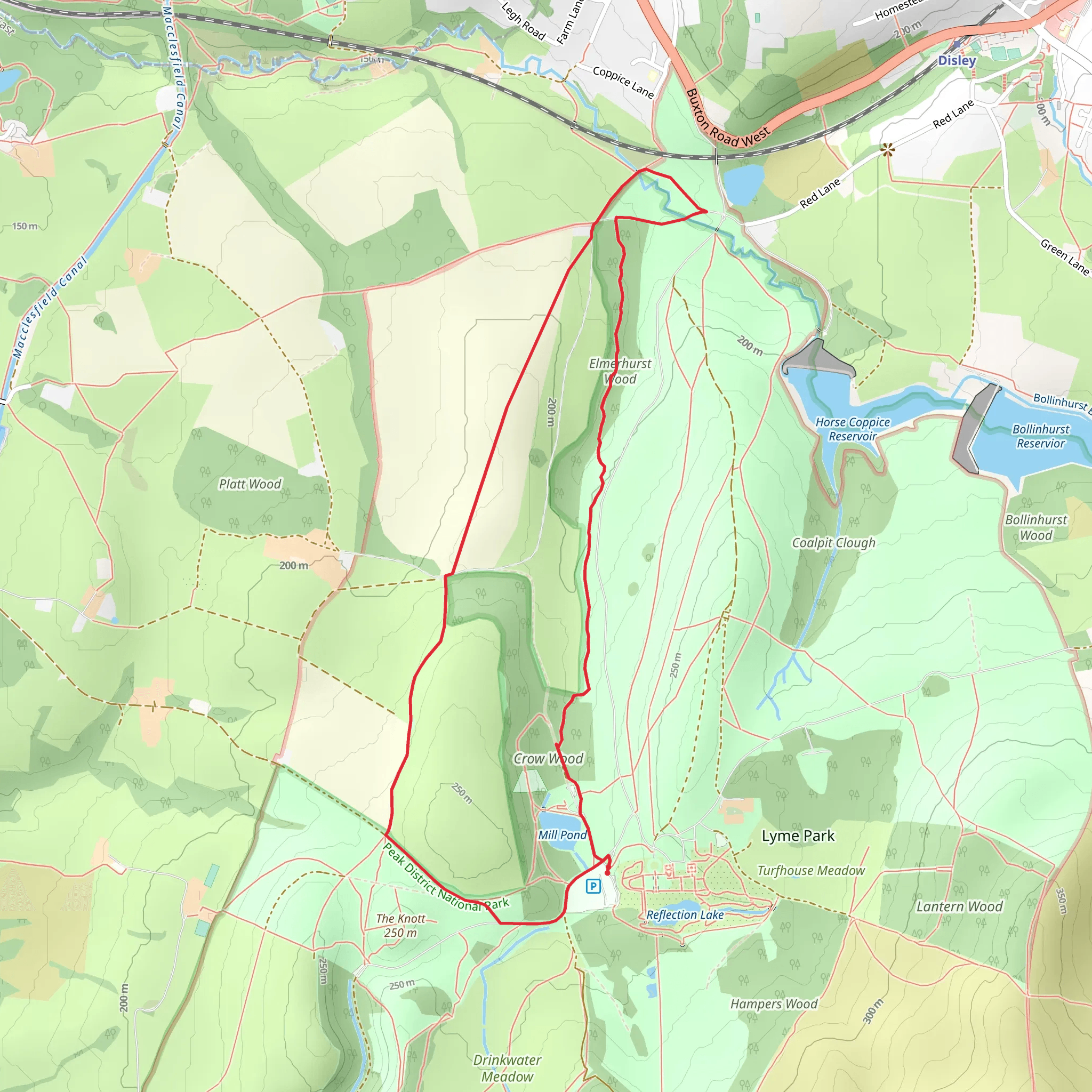 Mill Pond, Crow Wood and Elmerhurst Wood Loop mobile static map