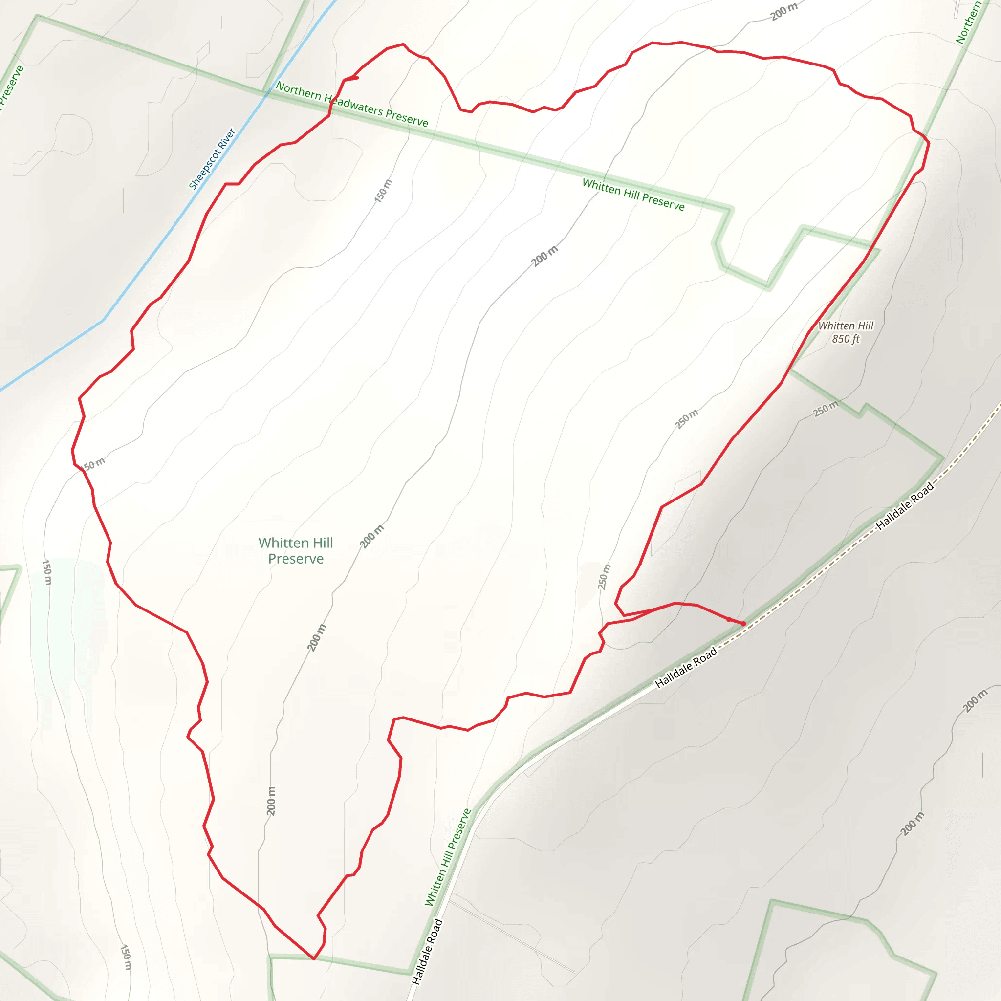 Whitten Hill Loop Trail mobile static map