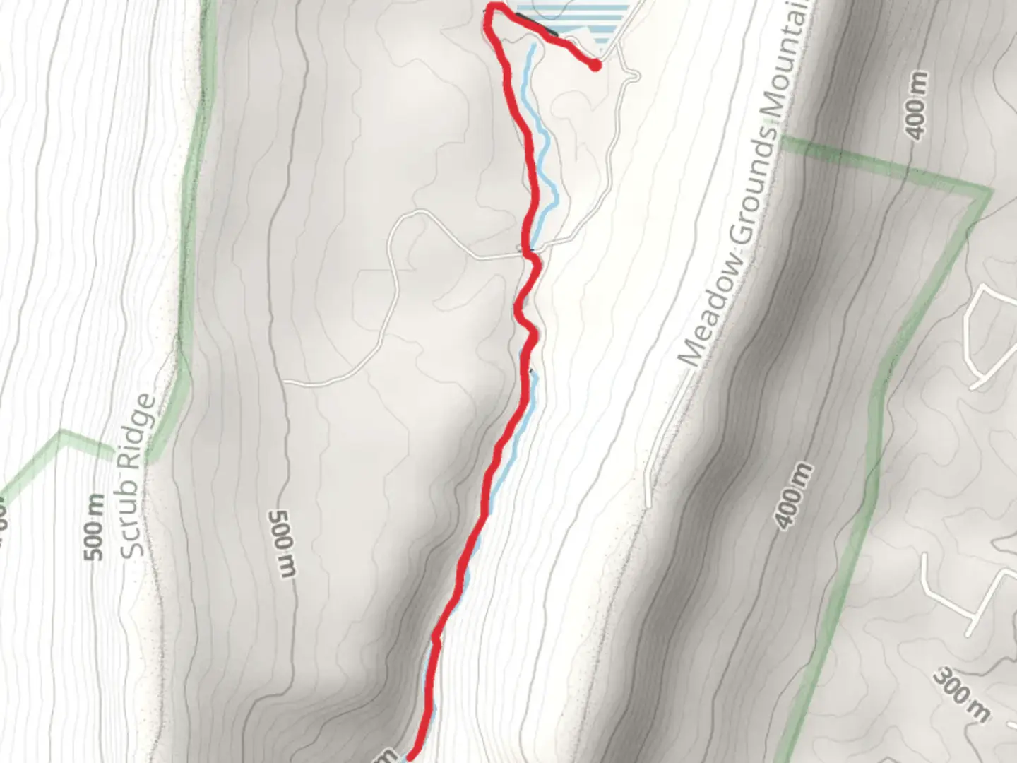 An image depicting the trail Roaring Run Creek Trail and its surrounding area.