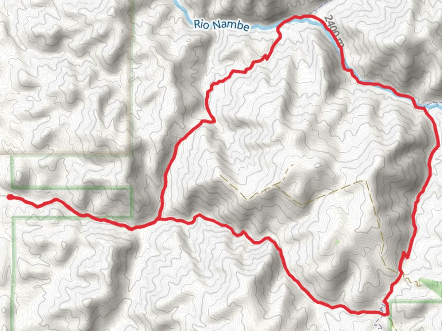 An image depicting the trail Viejo Trail, Borrego Trail and Rio En Medio Loop and its surrounding area.
