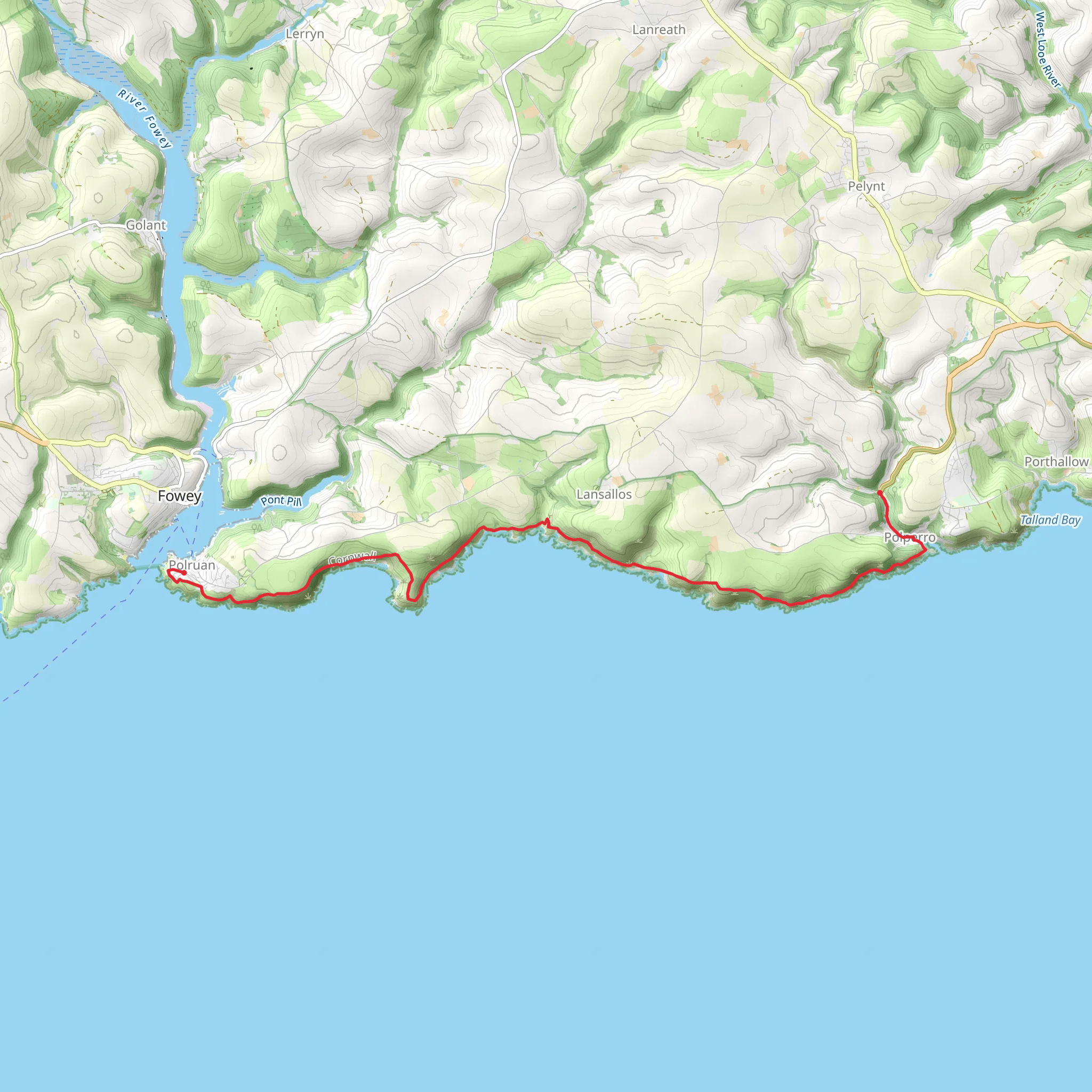 Polruan to Polperro Rollercoaster Walk mobile static map