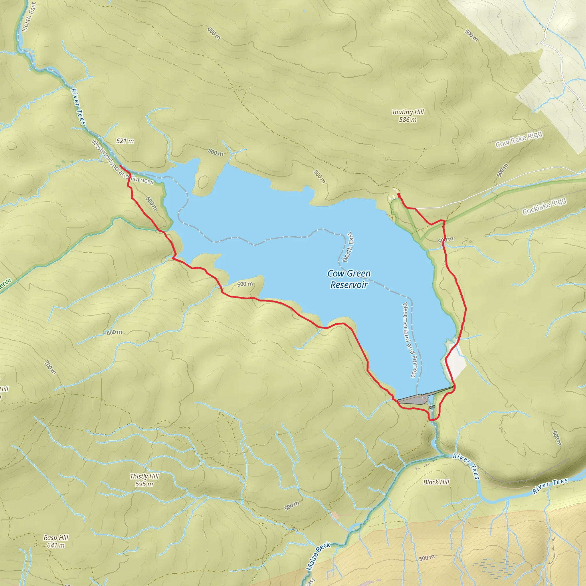 Cow Green Reservoir Walk mobile static map