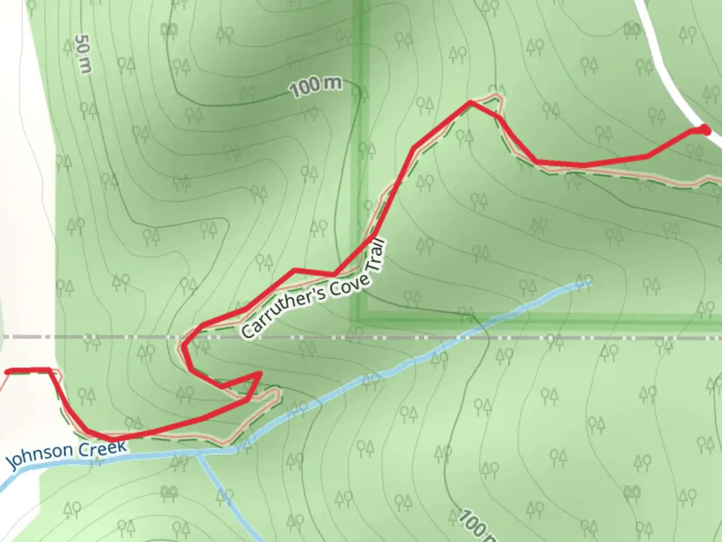 An image depicting the trail Carruther's Cove Trail and its surrounding area.