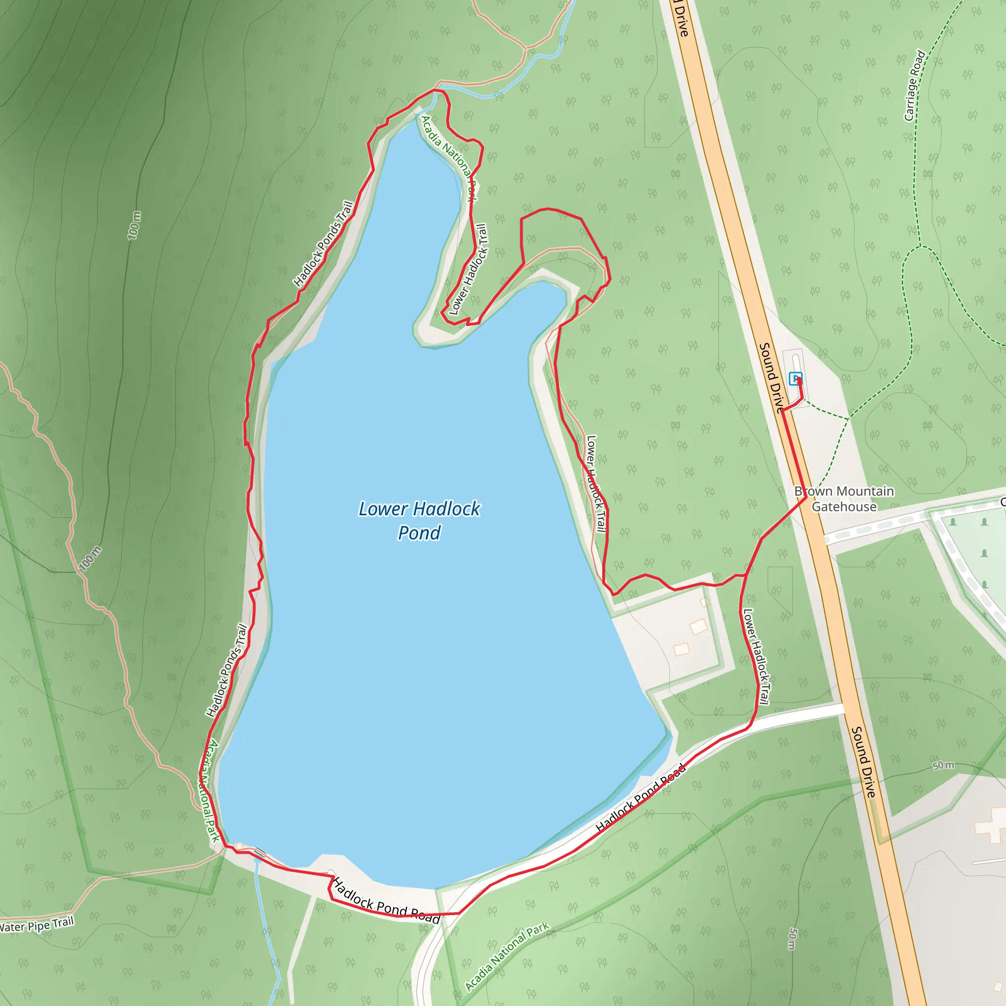 Lower Hadlock Pond Loop mobile static map