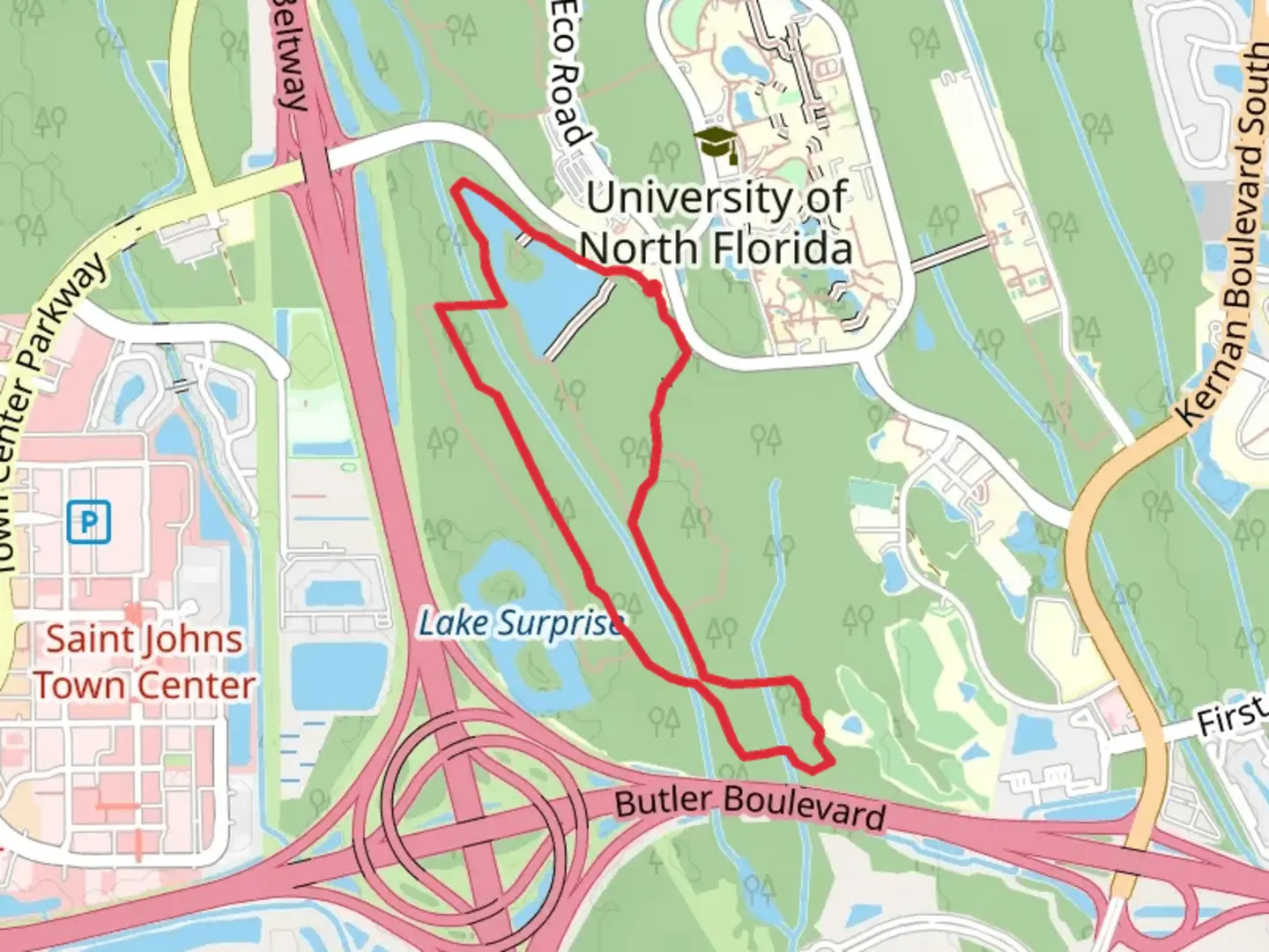 An image depicting the trail Lake Oneida Loop via Goldenrod Trail and its surrounding area.